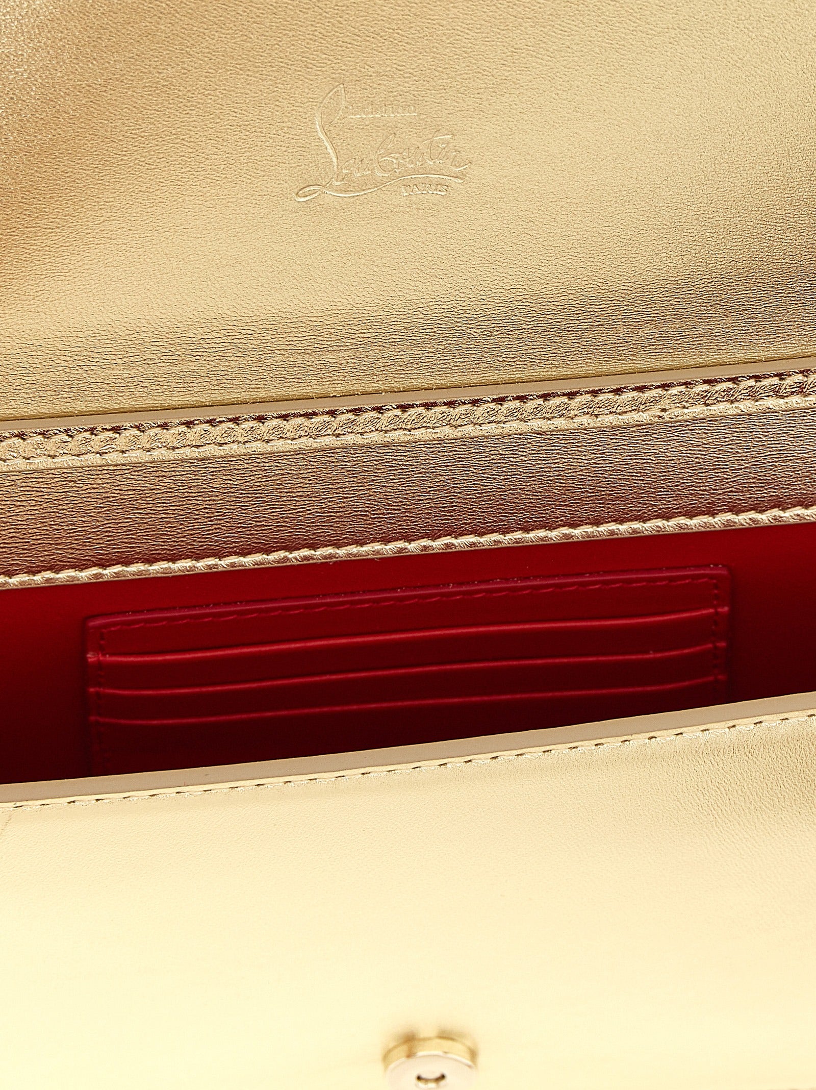 Christian Louboutin Gold Bettina Lambskin Clutch Bag