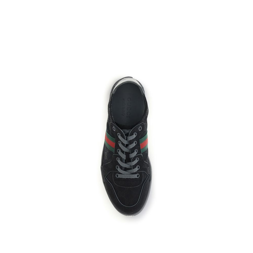 Black Synthetic Gucci Sneakers with Web Stripe Detail