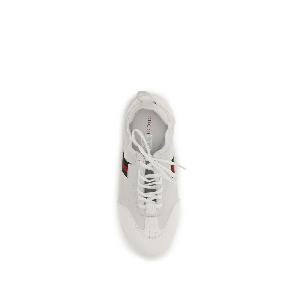 White Leather Low Top Sneakers by Gucci