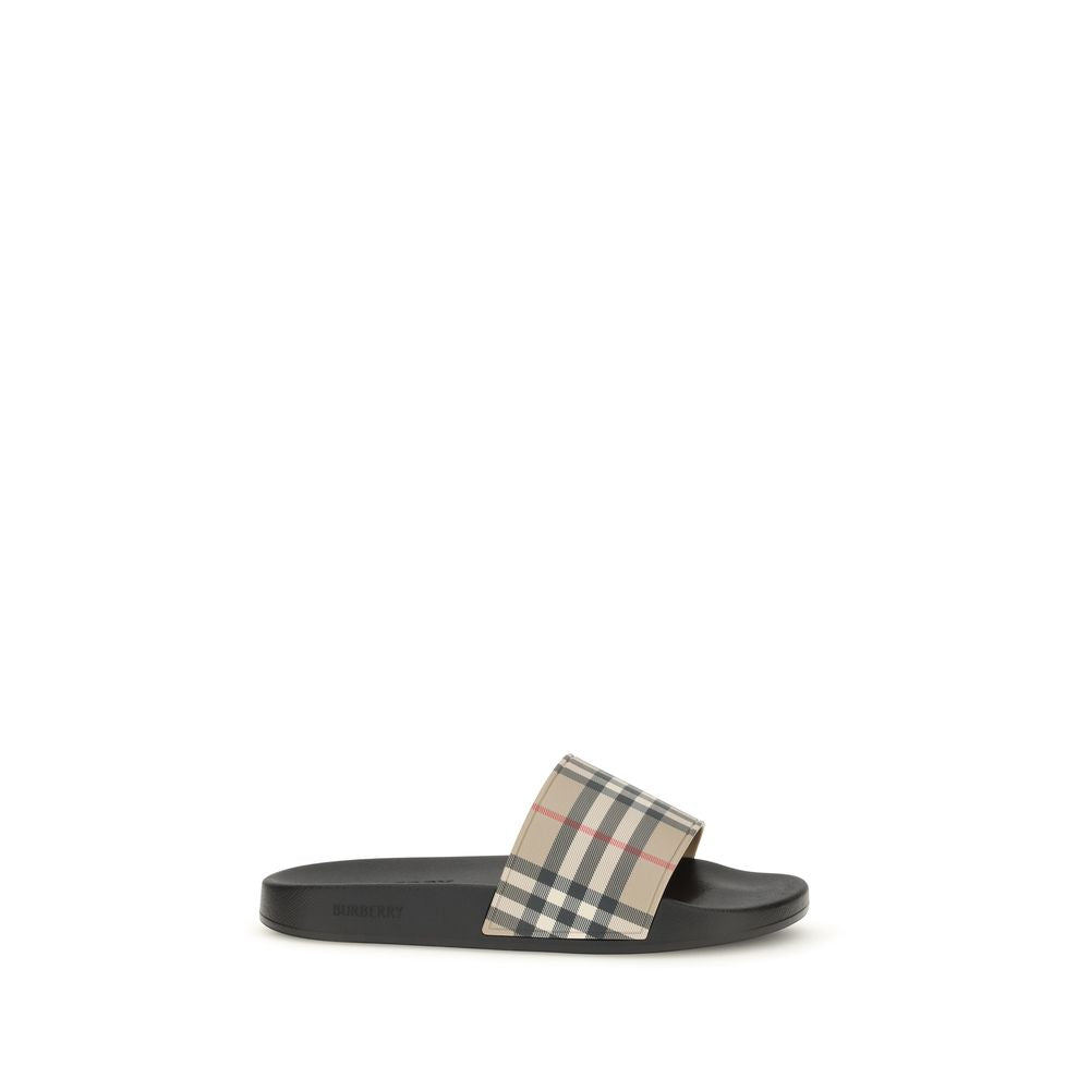Black Synthetic Slides with Signature Check Strap