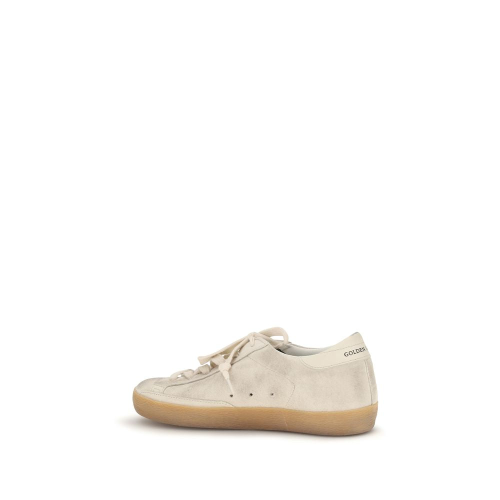 Beige Leather Sneakers with Rhinestone Star Detail