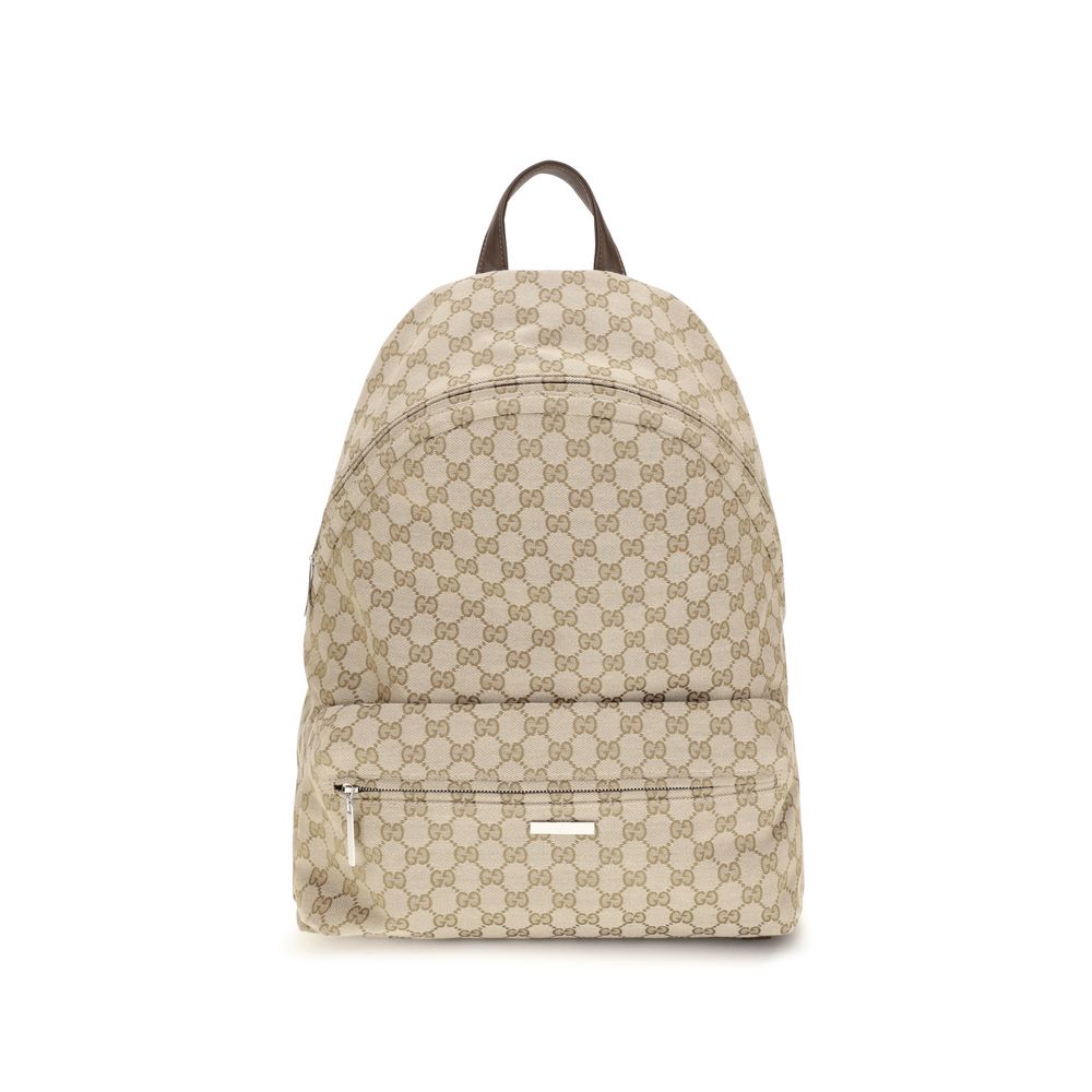 Beige Gucci Synthetic Backpack with Leather Trim