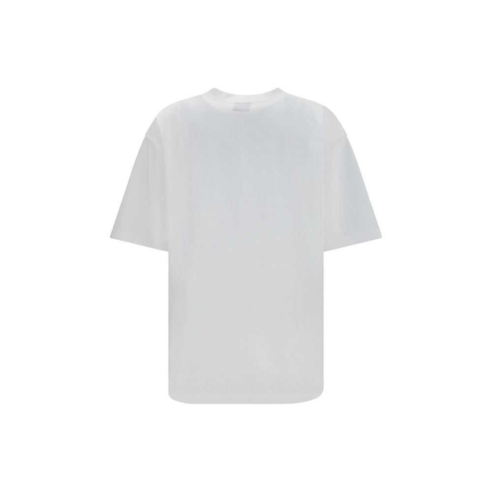 White Cotton Oversized T-Shirt with Vintage Print