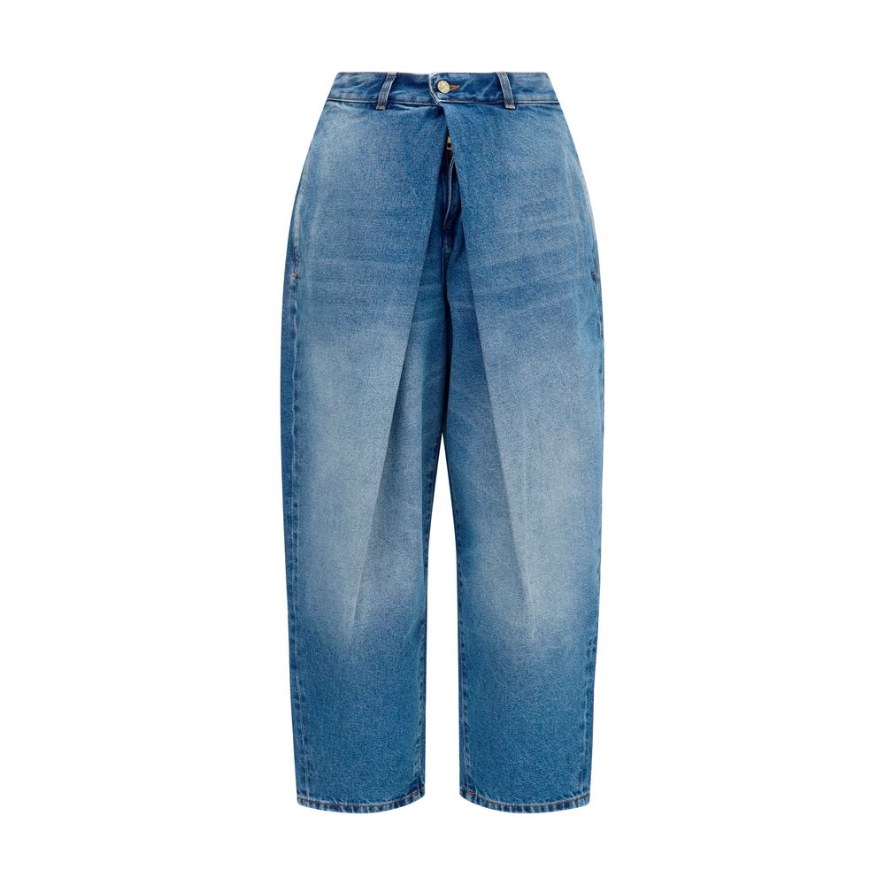 Balmain Blue Barrel Fit Cotton Jeans