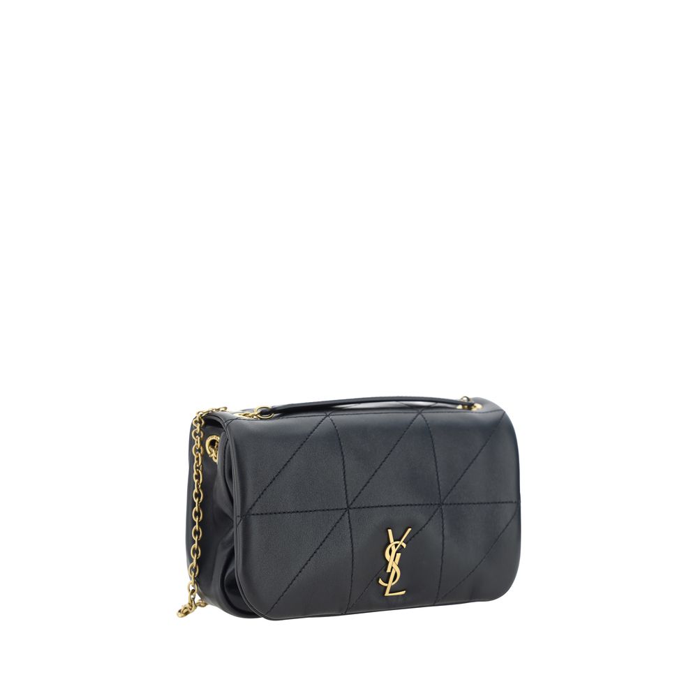 Schwarze Jamie Leder-Schultertasche mit YSL-Plakette