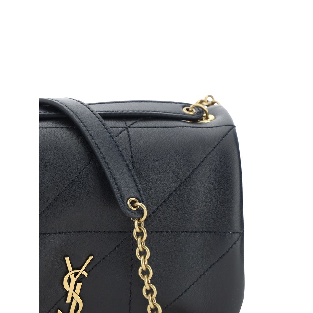 Schwarze Jamie Leder-Schultertasche mit YSL-Plakette