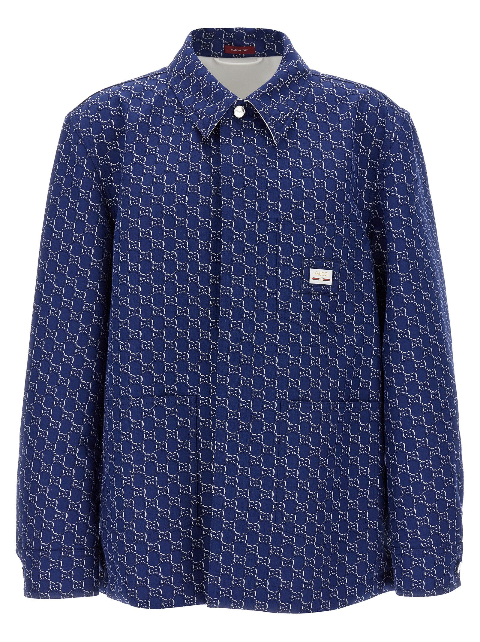 Veste de motard en coton bleu Gucci