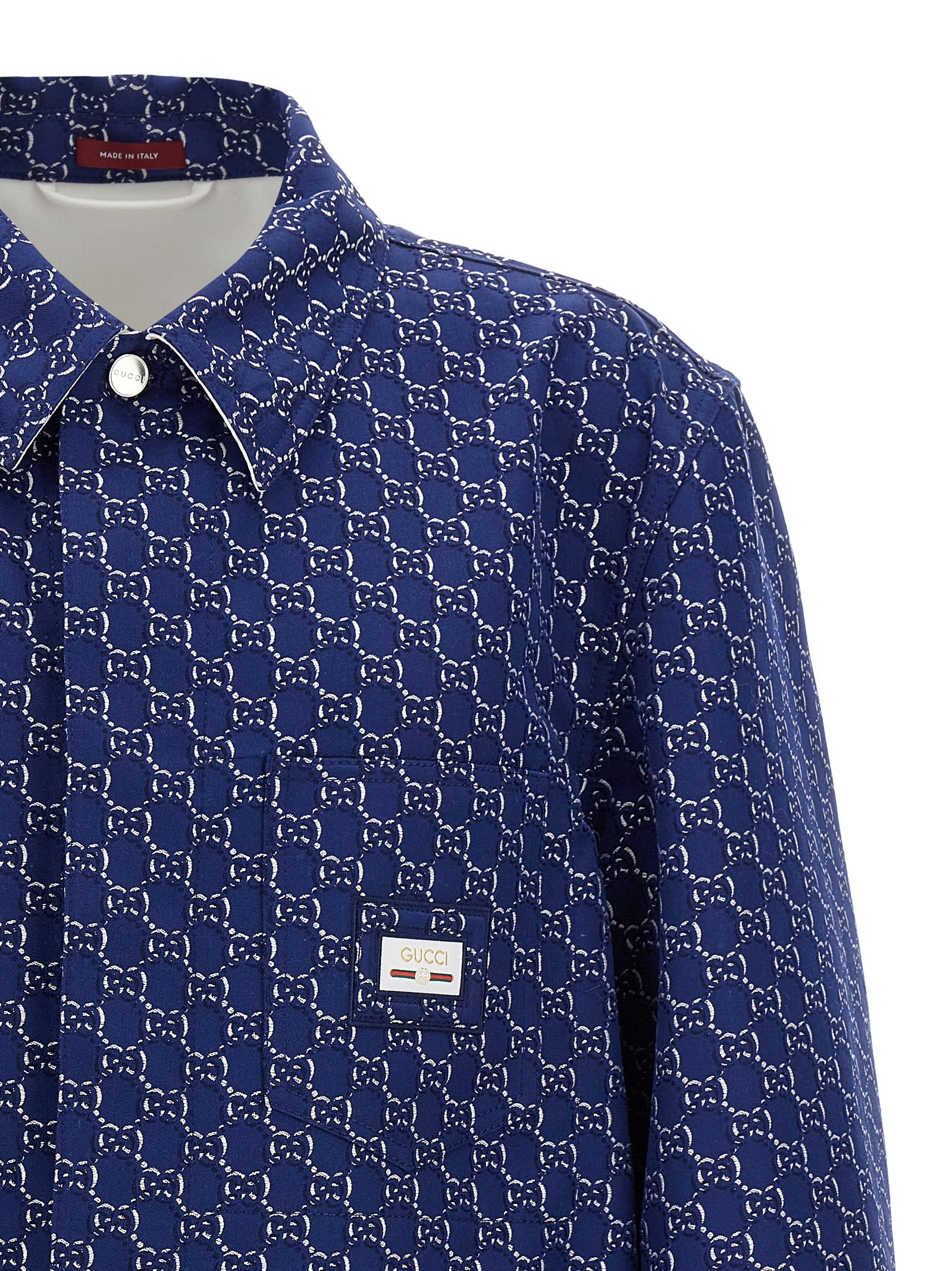 Veste de motard en coton bleu Gucci