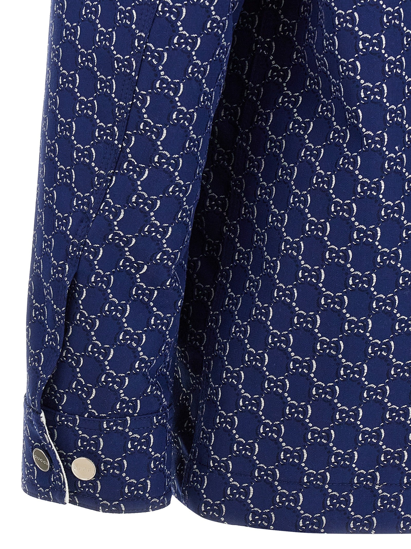 Veste de motard en coton bleu Gucci