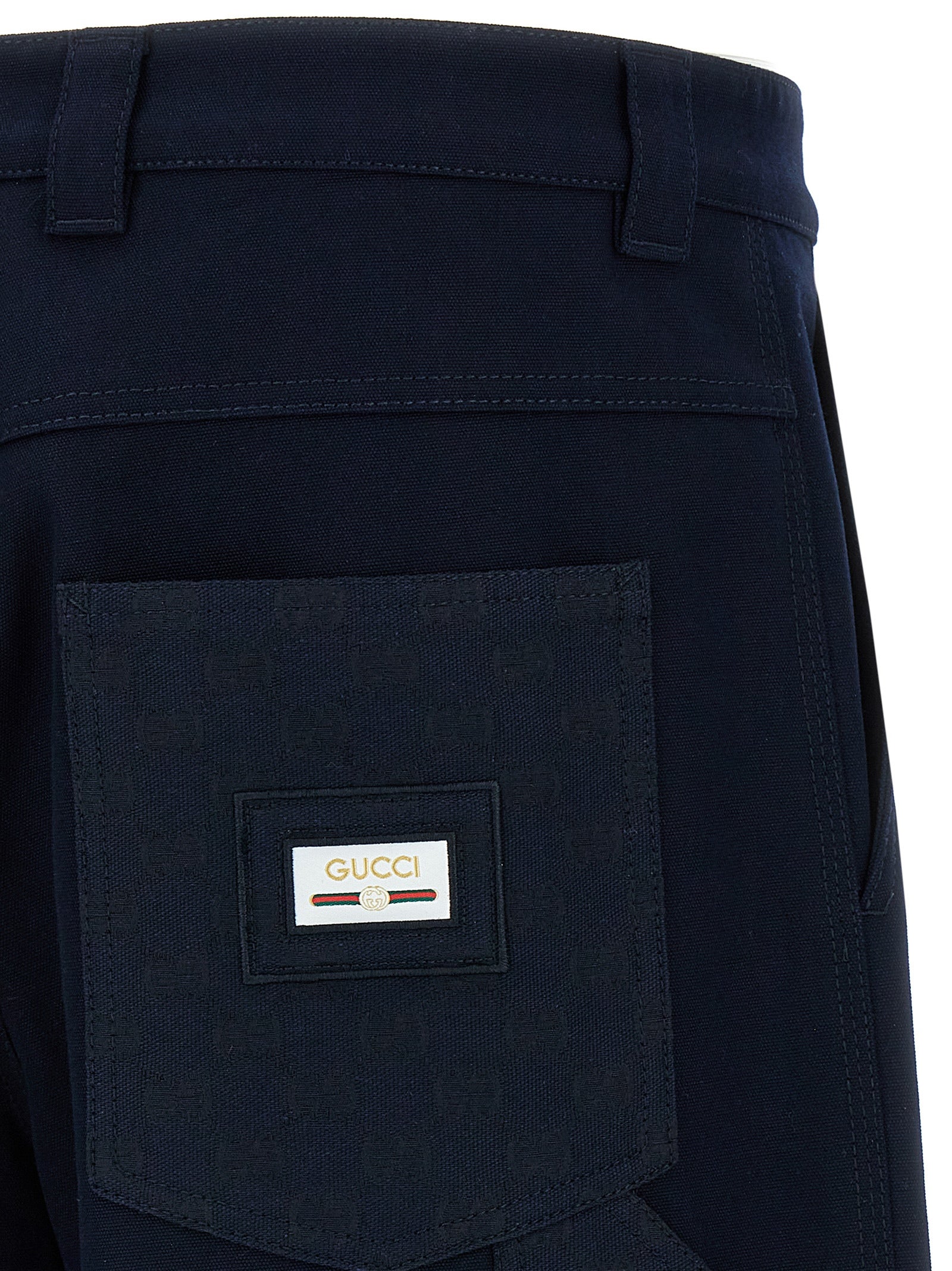 Pantalon décontracté en coton bleu Gucci