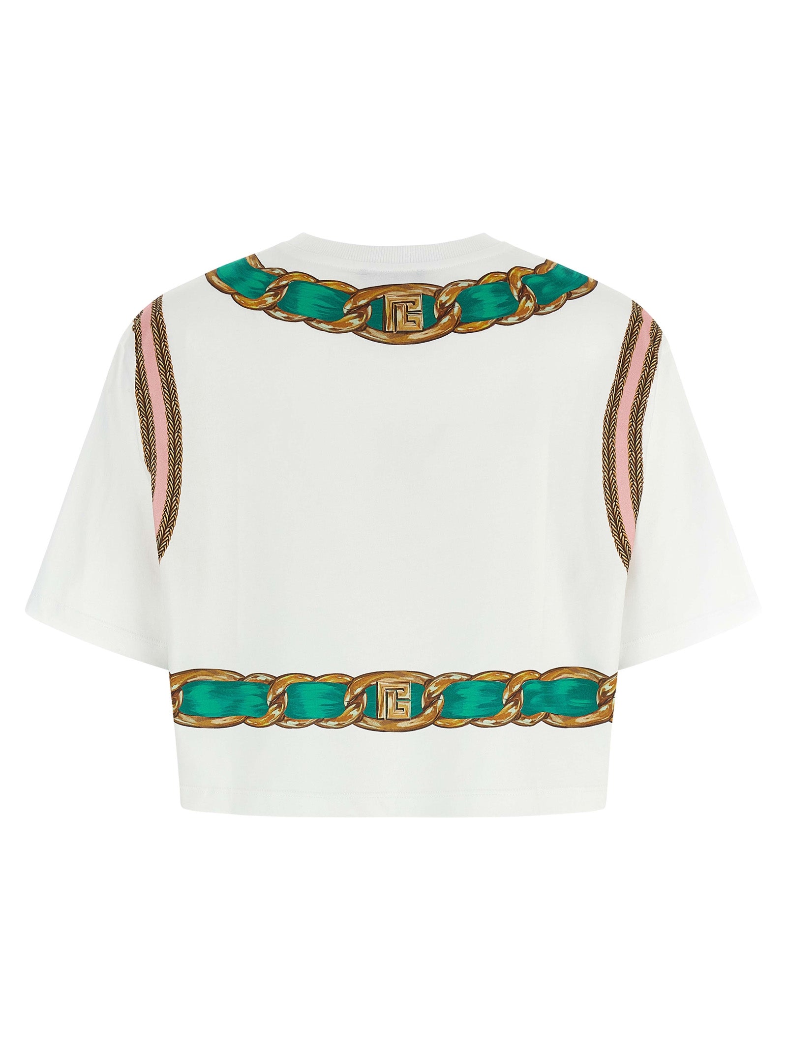 Balmain Multicolor Cotton Cropped T-Shirt