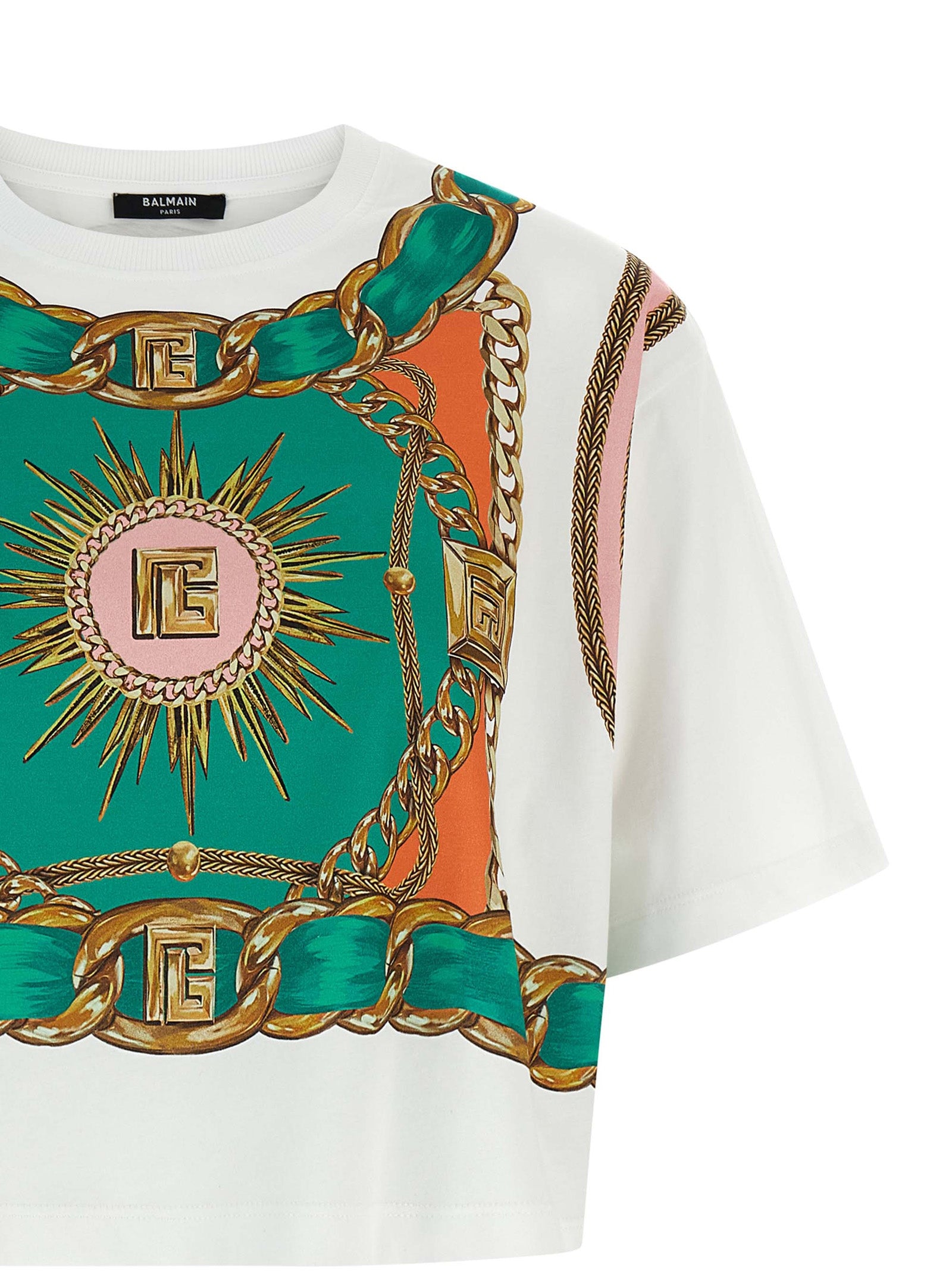 Balmain Multicolor Cotton Cropped T-Shirt