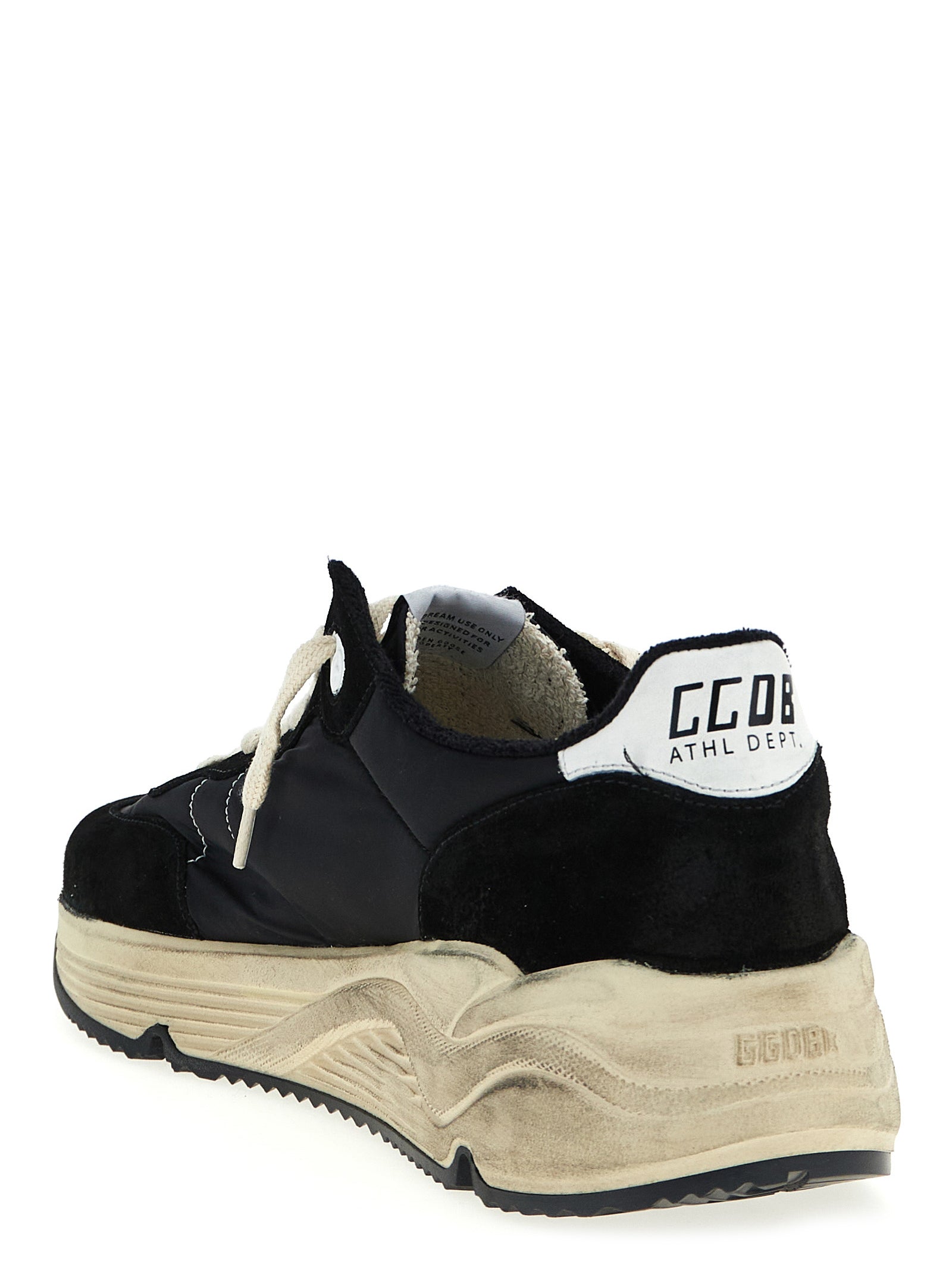 Golden Goose White Black Running Sole Sneakers Suede Nylon Leather