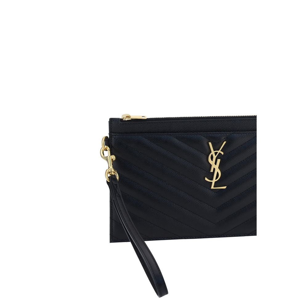 Saint Laurent Black Calf Leather Clutch Bag