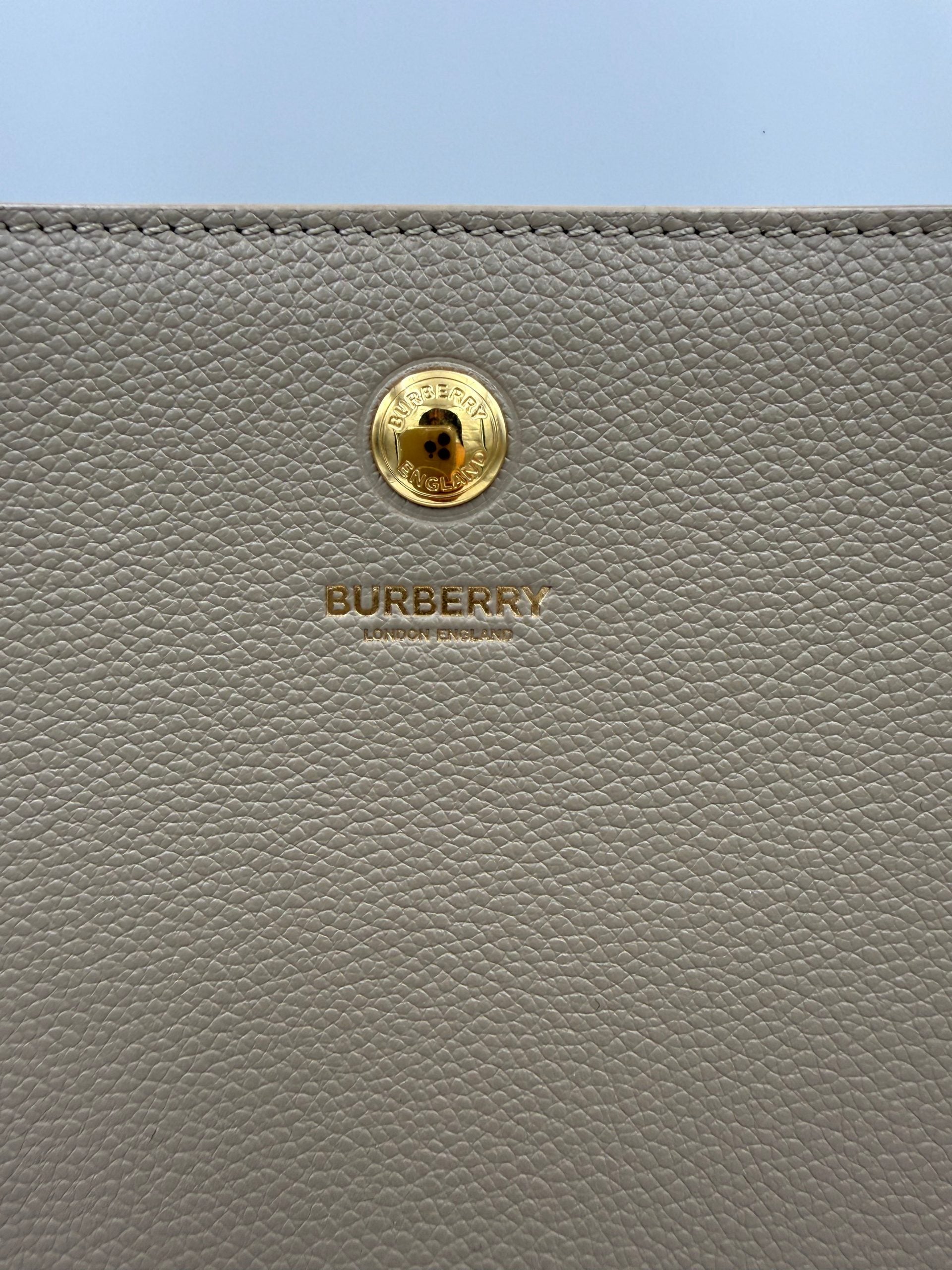 Burberry Brown Beige Leather Tote Bag