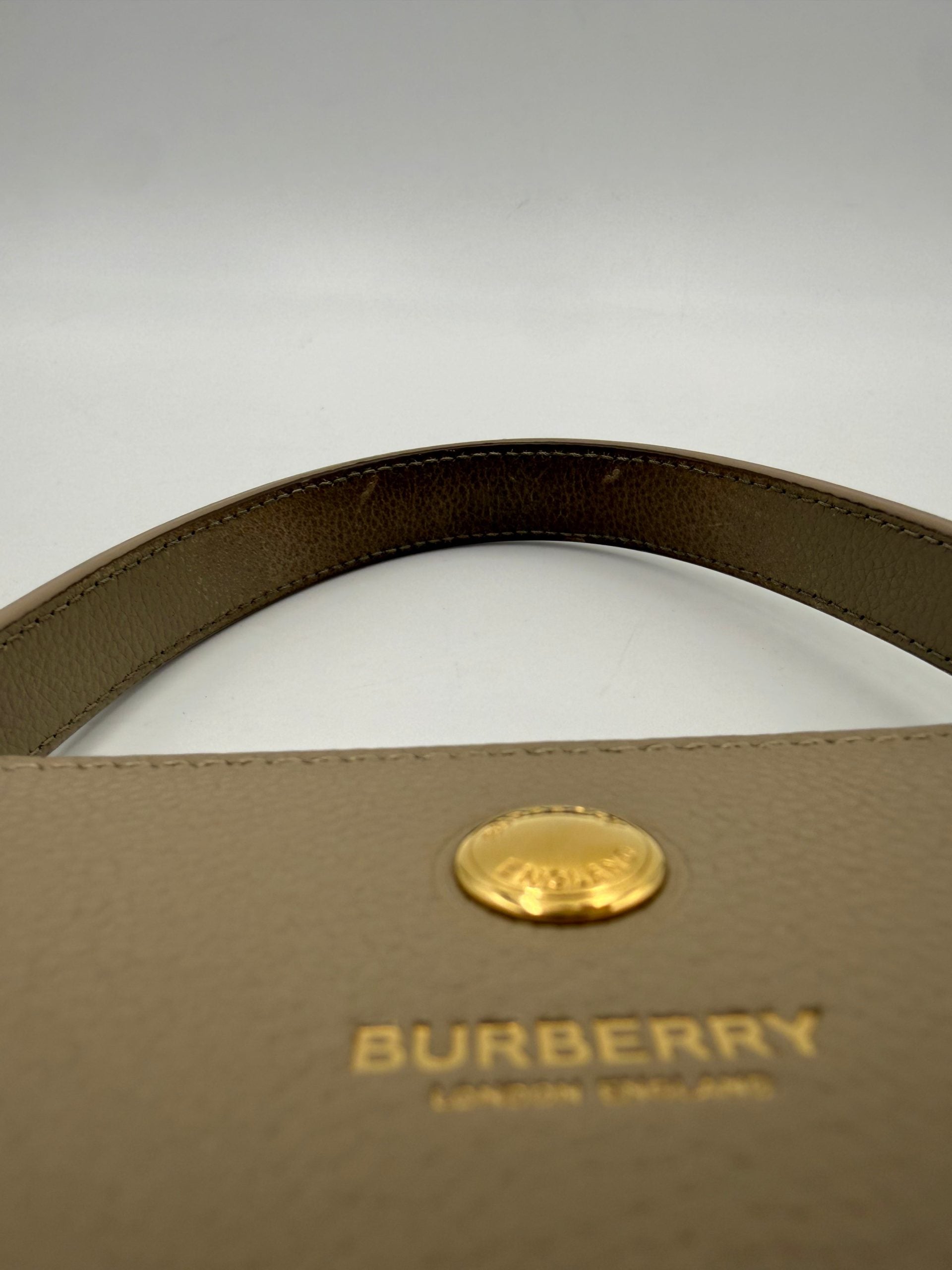 Burberry Brown Beige Leather Tote Bag