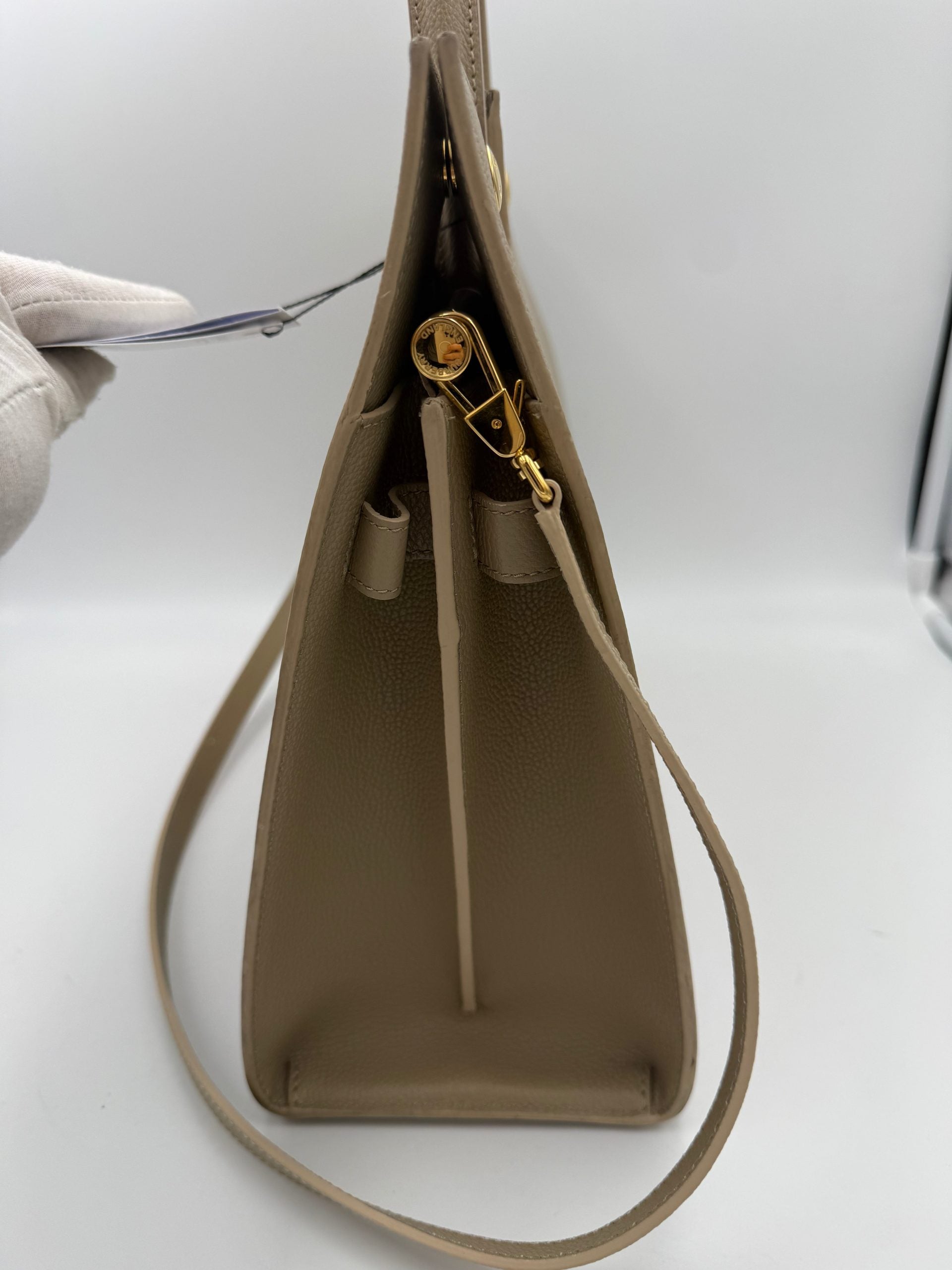 Burberry Brown Beige Leather Tote Bag