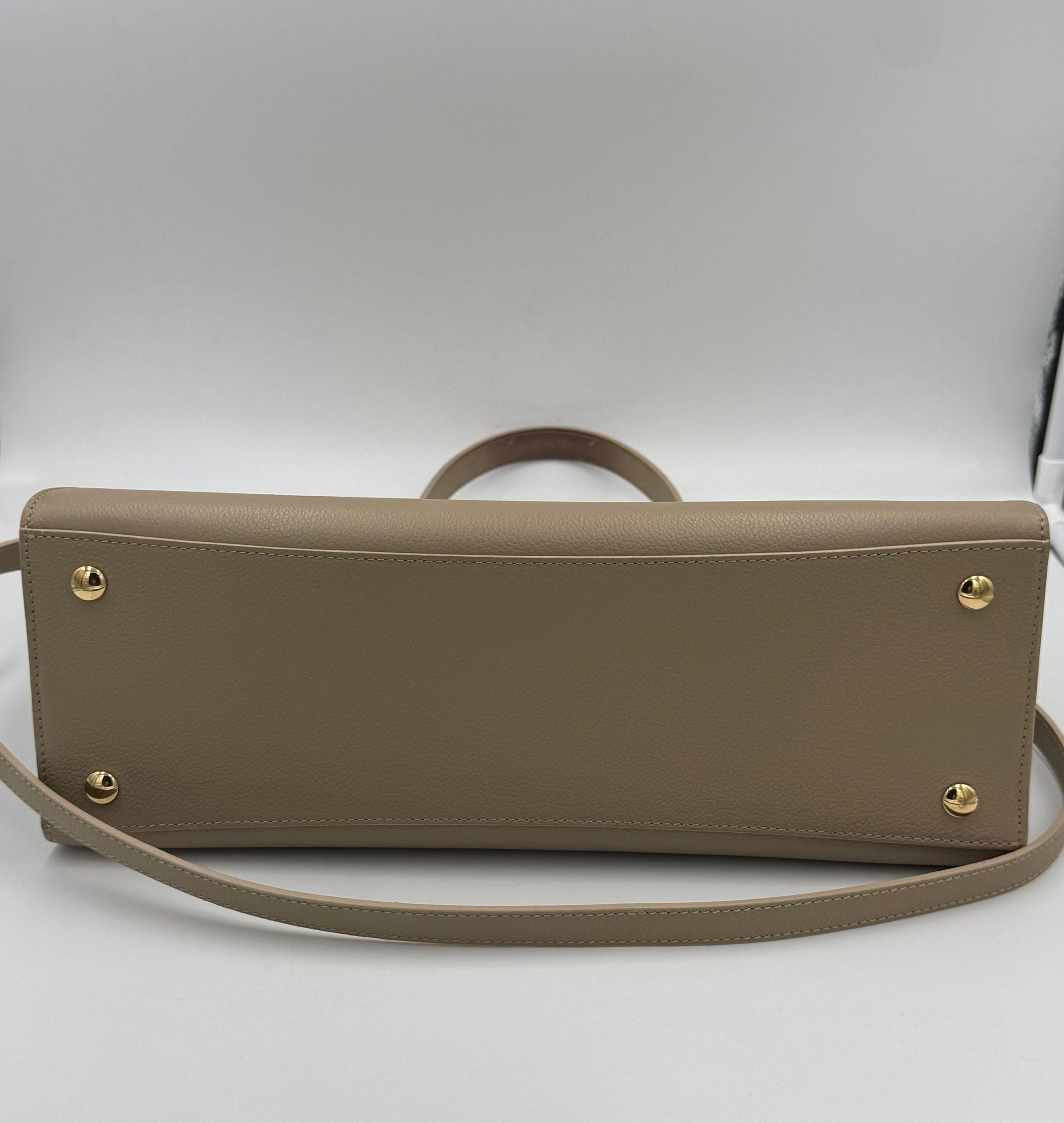 Burberry Brown Beige Leather Tote Bag