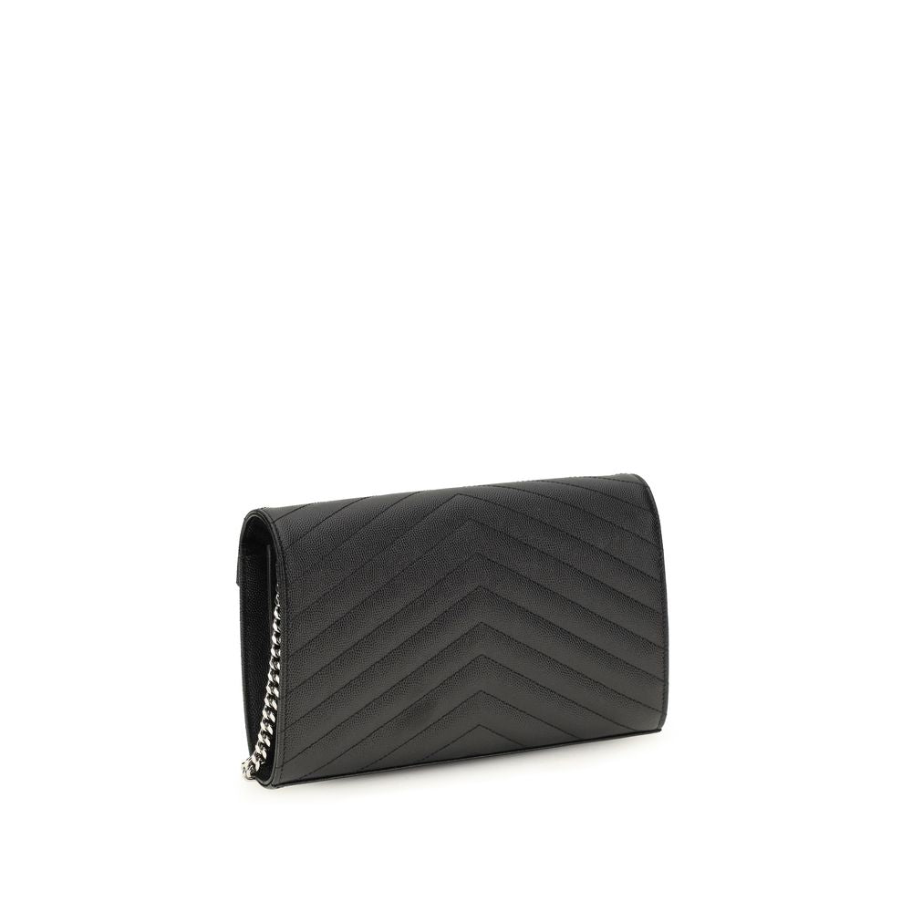 Black Leather Wallet with Chain by Saint Laurent