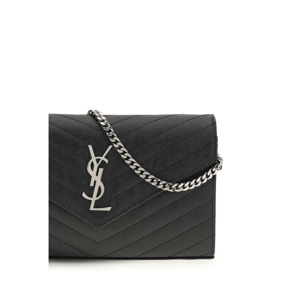 Black Leather Wallet with Chain by Saint Laurent