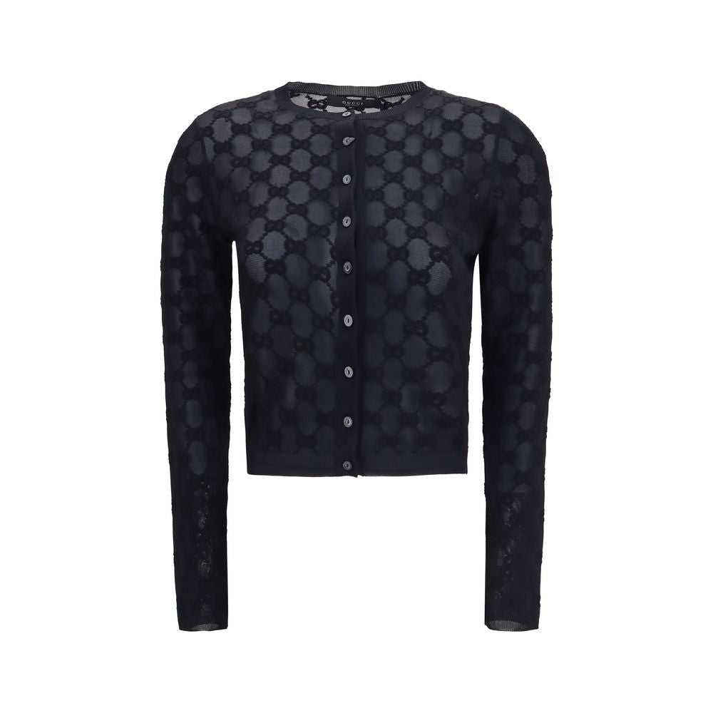 Gucci Black Viscose Crepe Cardigan