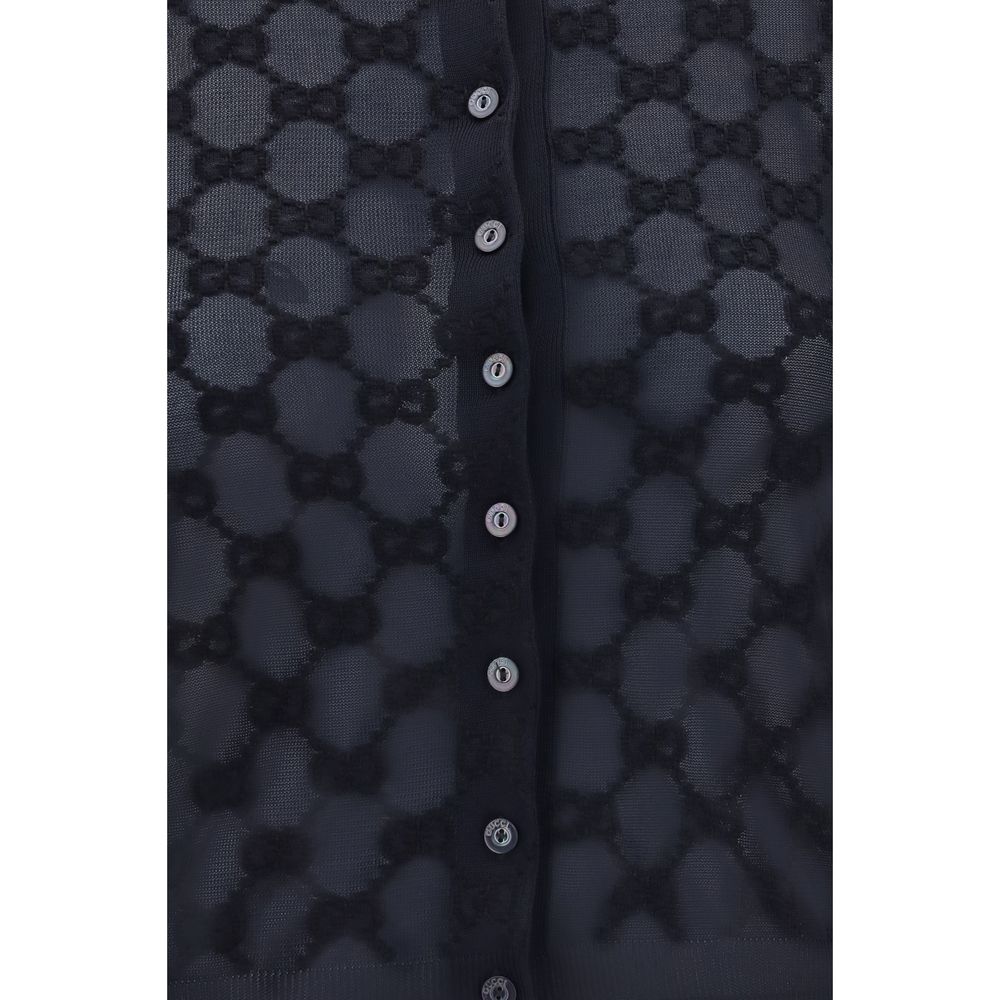 Gucci Black Viscose Crepe Cardigan