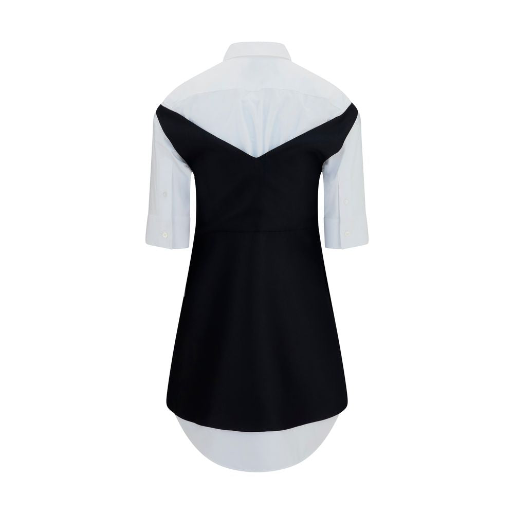 Balenciaga Black Hybrid Shirt Dress Lambskin Silk Blend