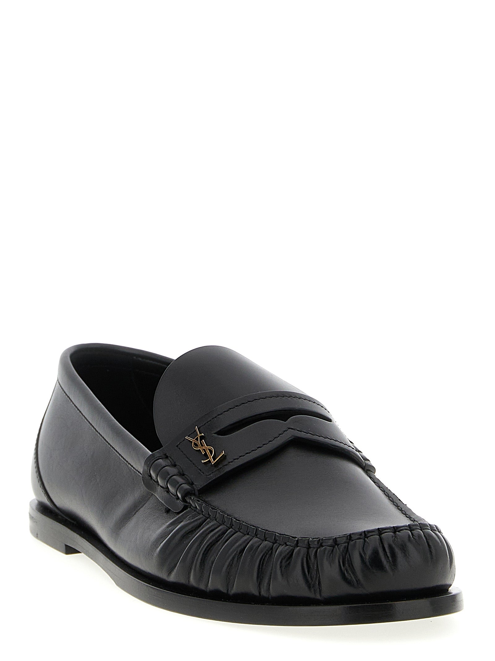 Saint Laurent Black Slip-On Loafers Calf Leather