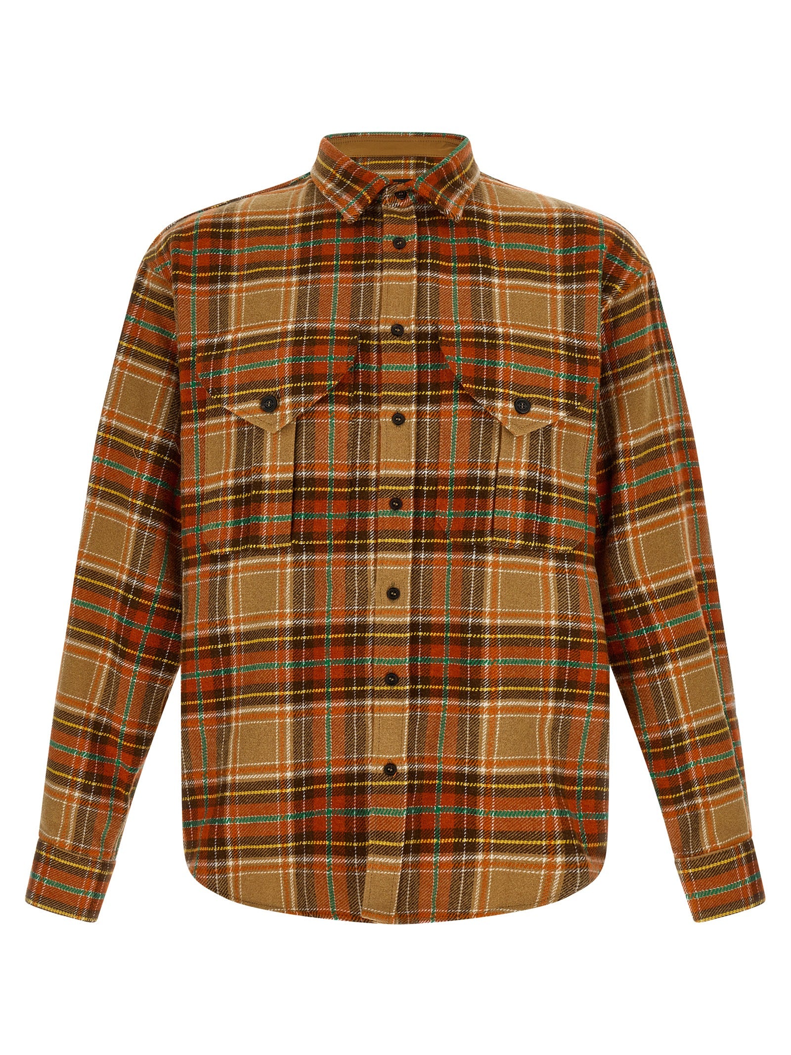Dsquared2 Orange D2 Cottage Military Wool Flannel Shirt