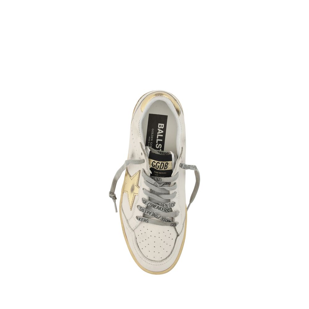 White Leather Sneakers with Star Detail