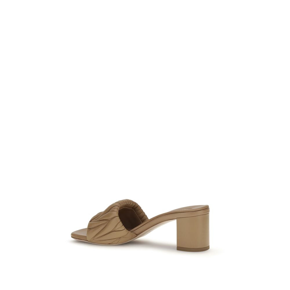 Miu Miu Beige Lamb Platform Sandals
