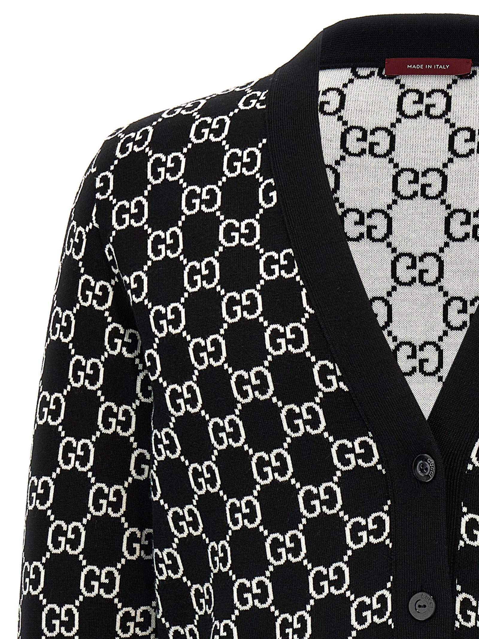 Gucci White Black Wool Reversible Cardigan