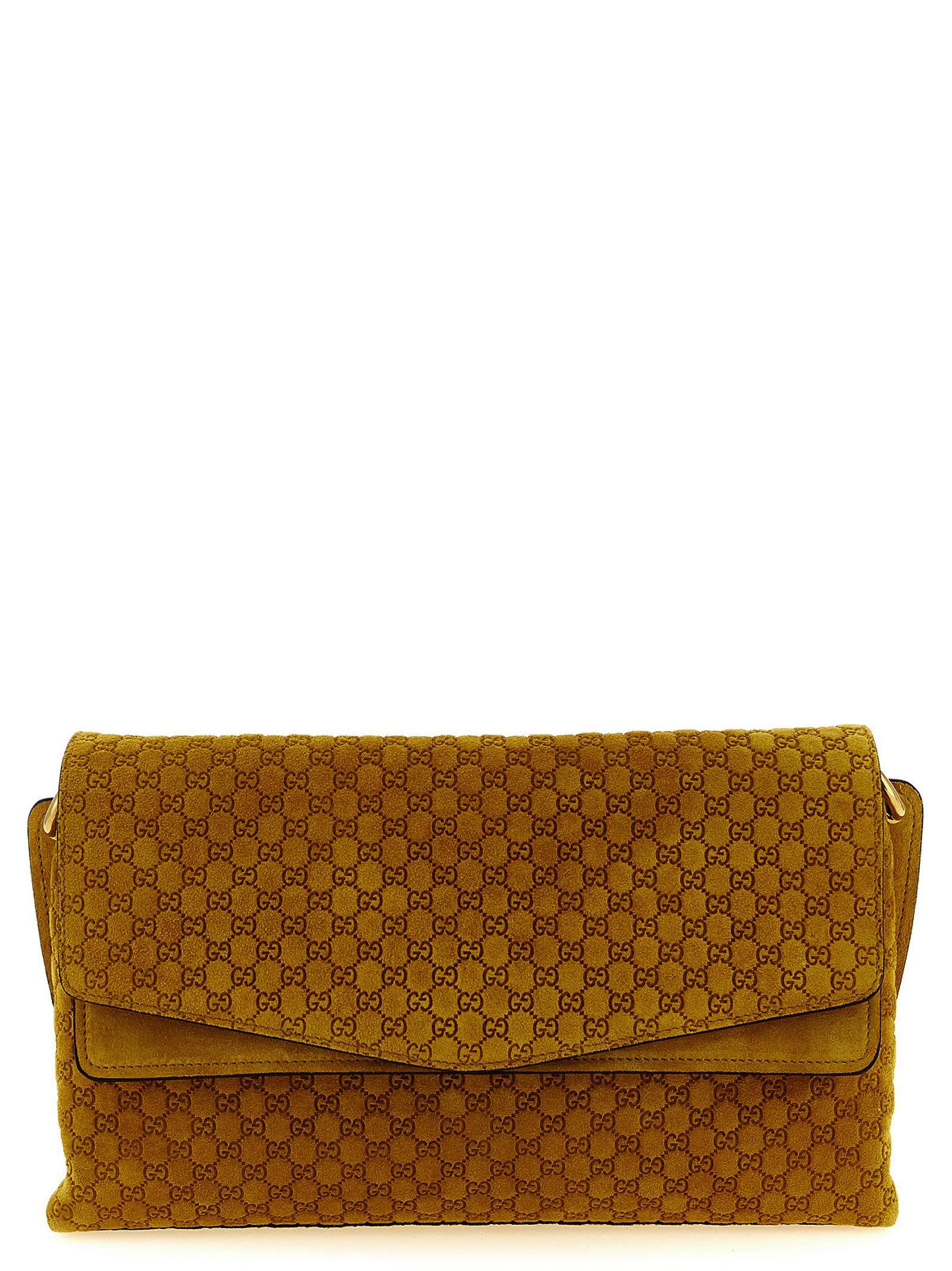 Gucci Yellow Medium Suede Shoulder Bag Calf Leather