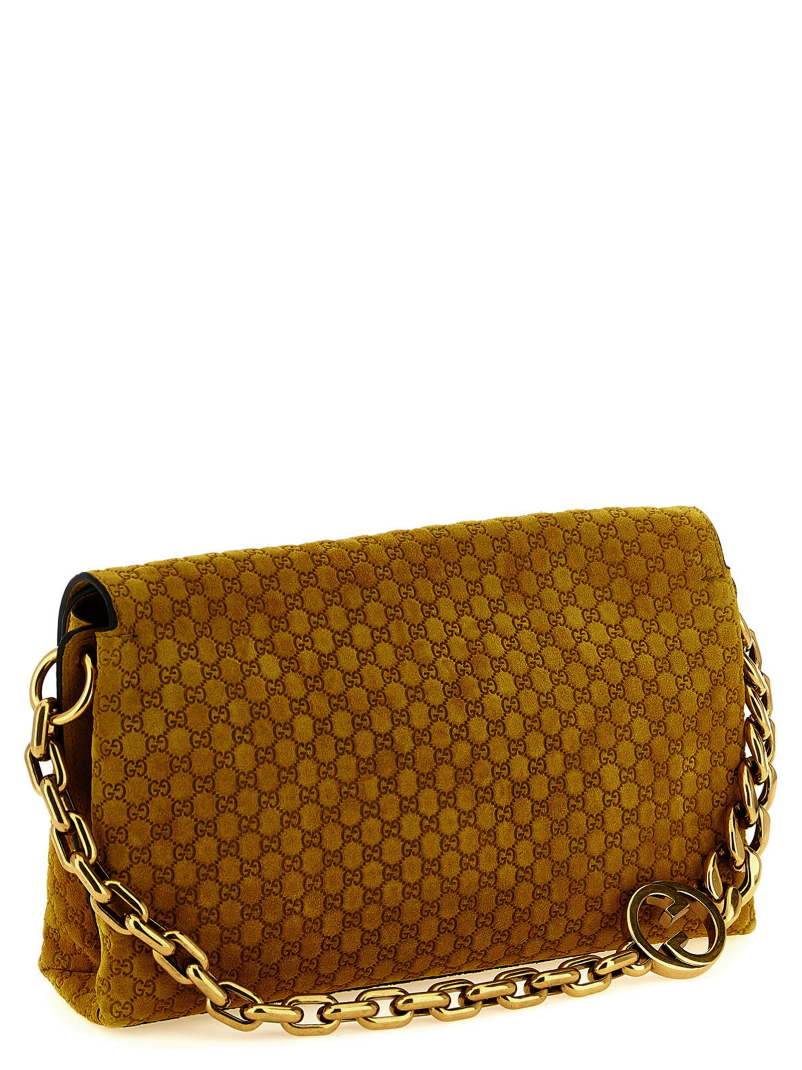 Gucci Yellow Medium Suede Shoulder Bag Calf Leather