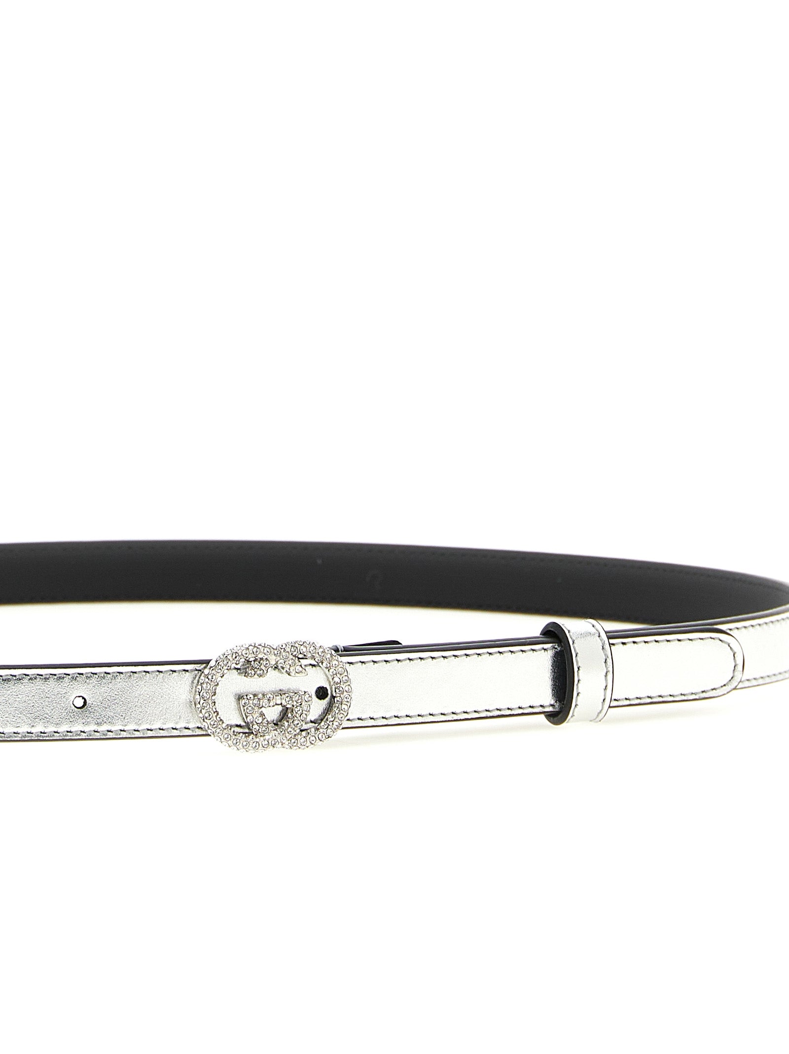 Gucci Silver Thin Belt Calf Leather