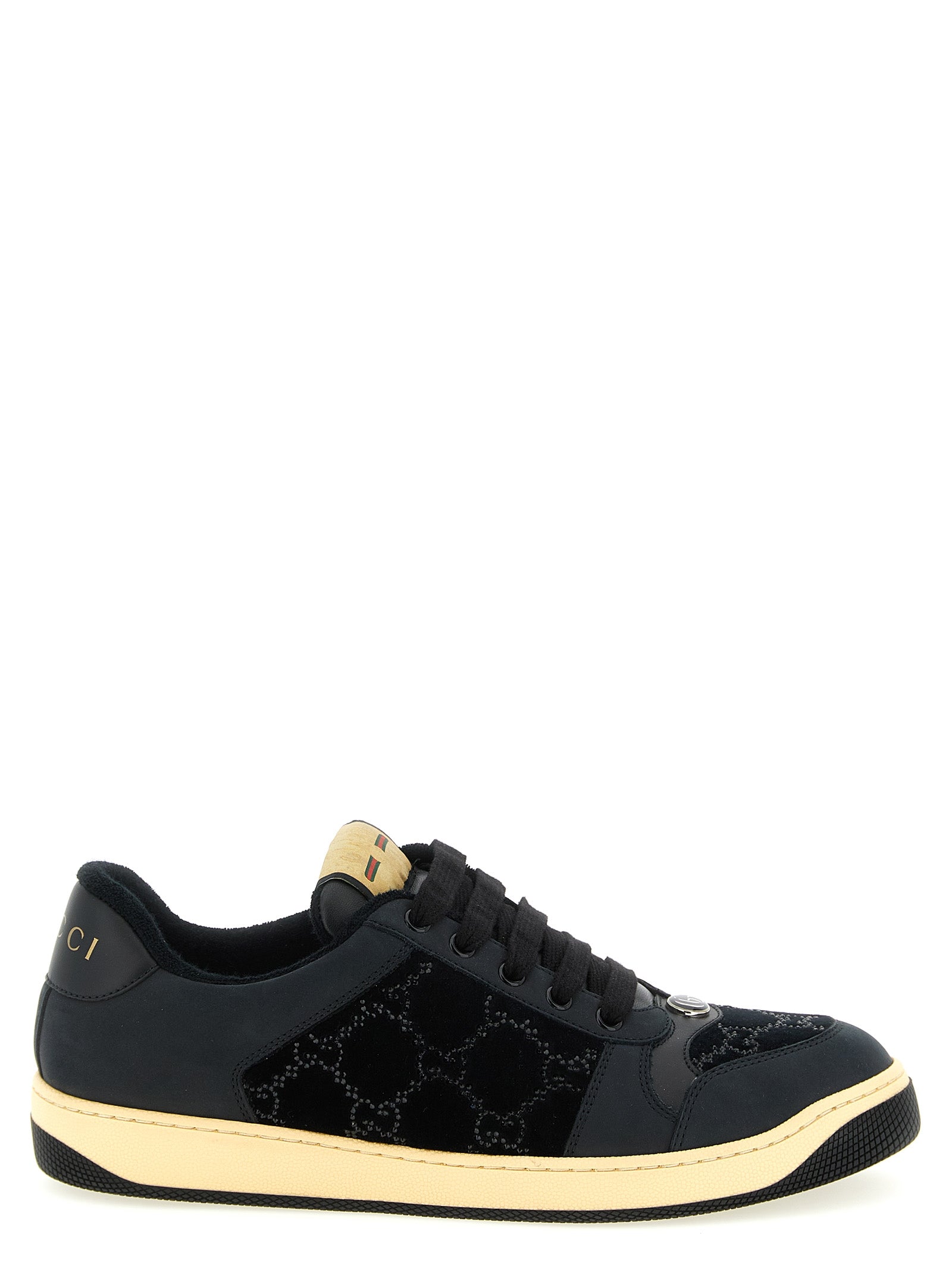 Gucci Black Screener Velvet Low Top Sneakers