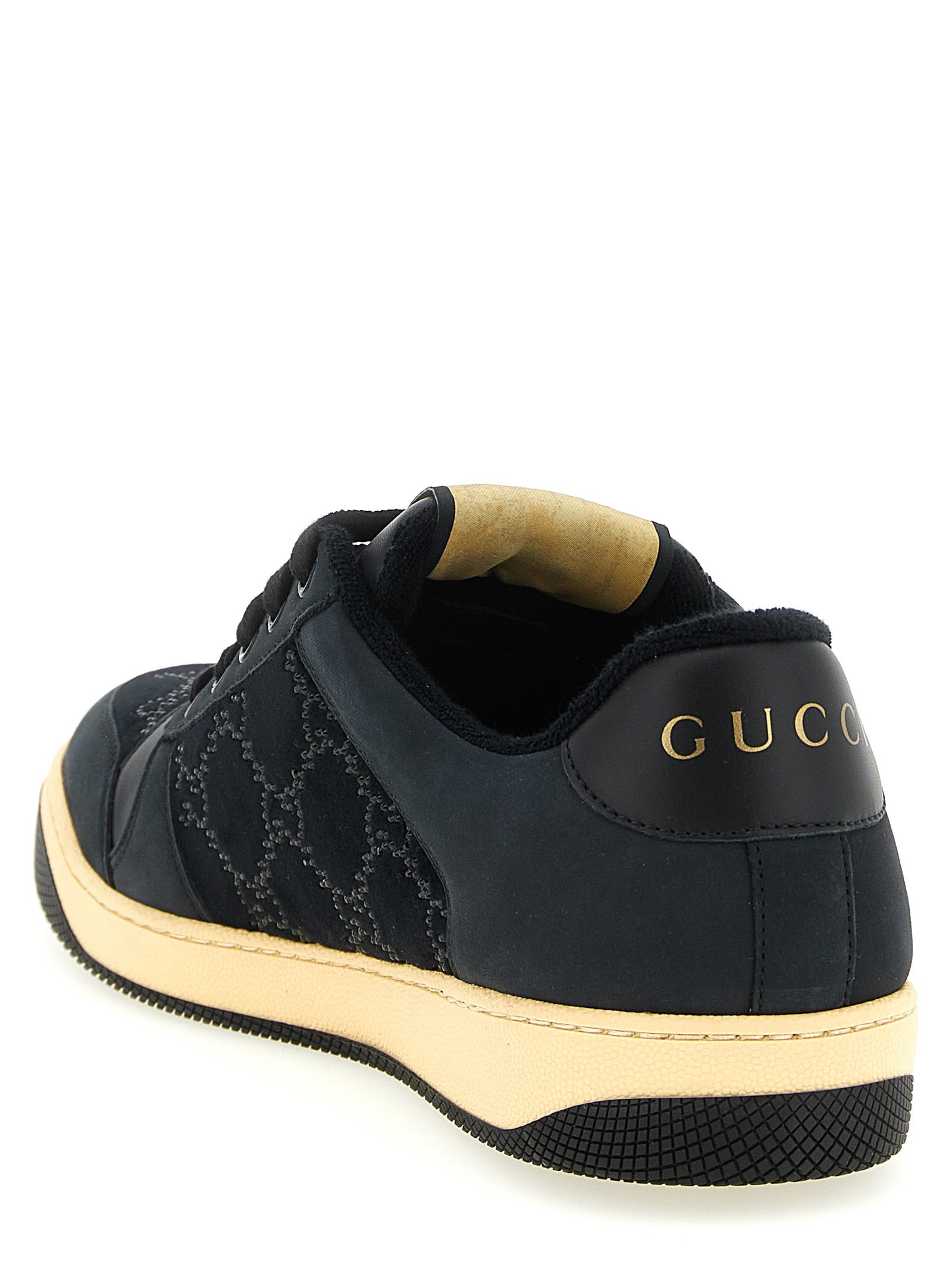 Gucci Black Screener Velvet Low Top Sneakers