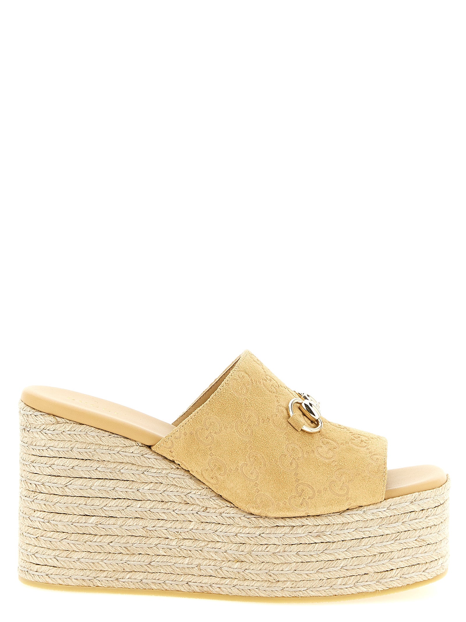 Gucci Beige Wedge Sandals Leather