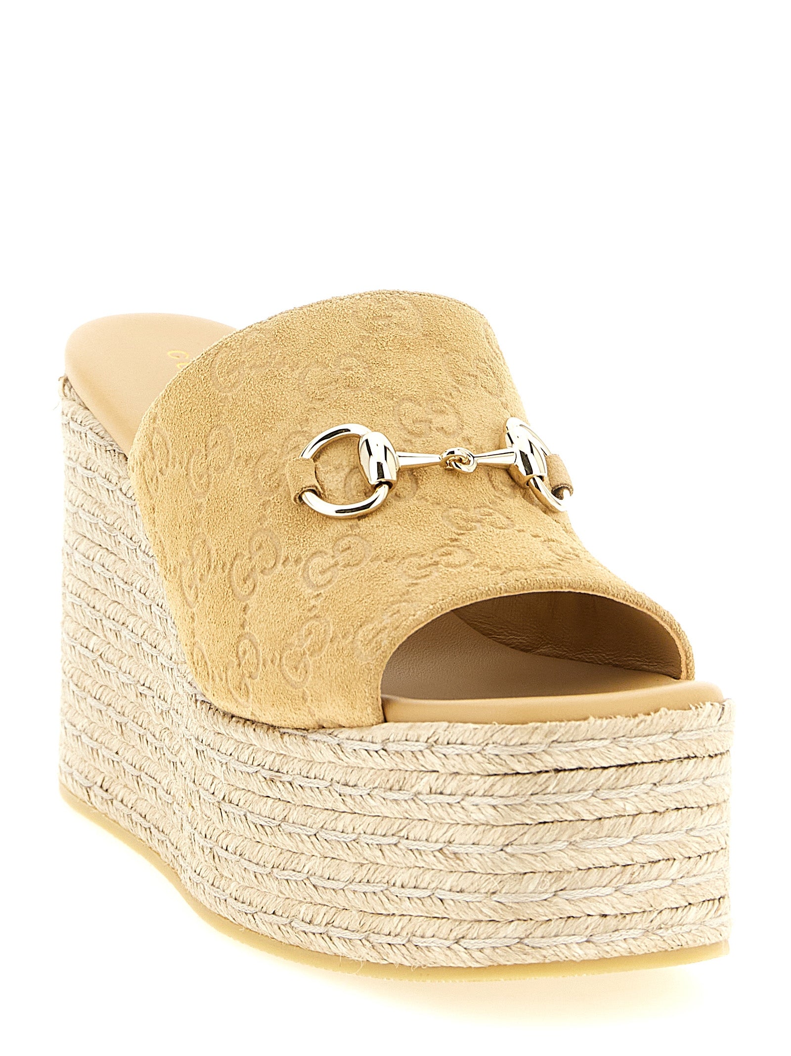 Gucci Beige Wedge Sandals Leather