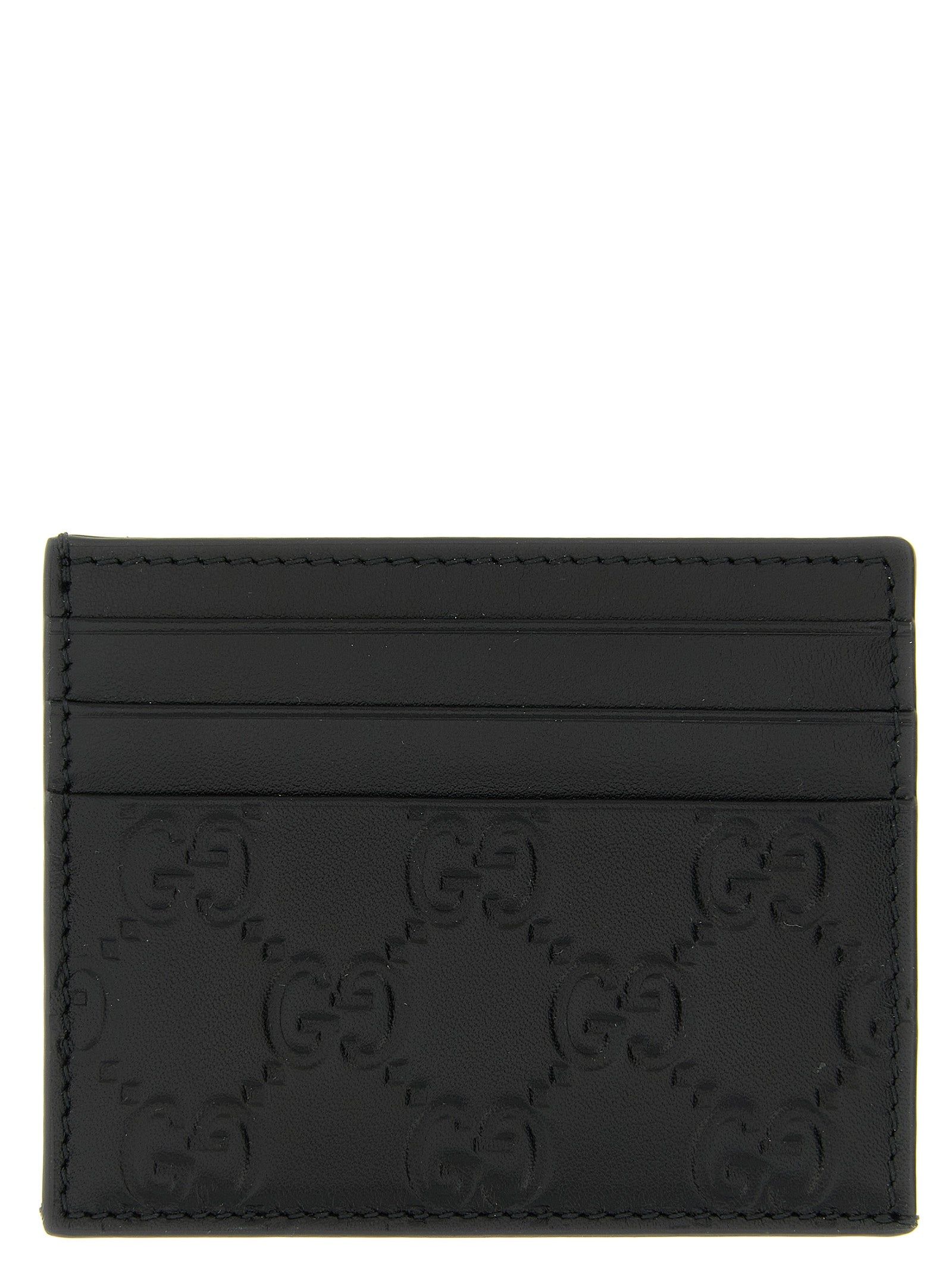 Gucci Black GG Emblem Cardholder Calf Leather