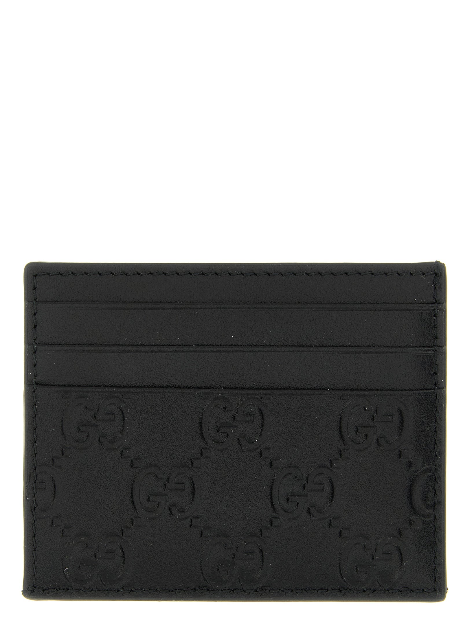 Gucci Black GG Emblem Cardholder Calf Leather