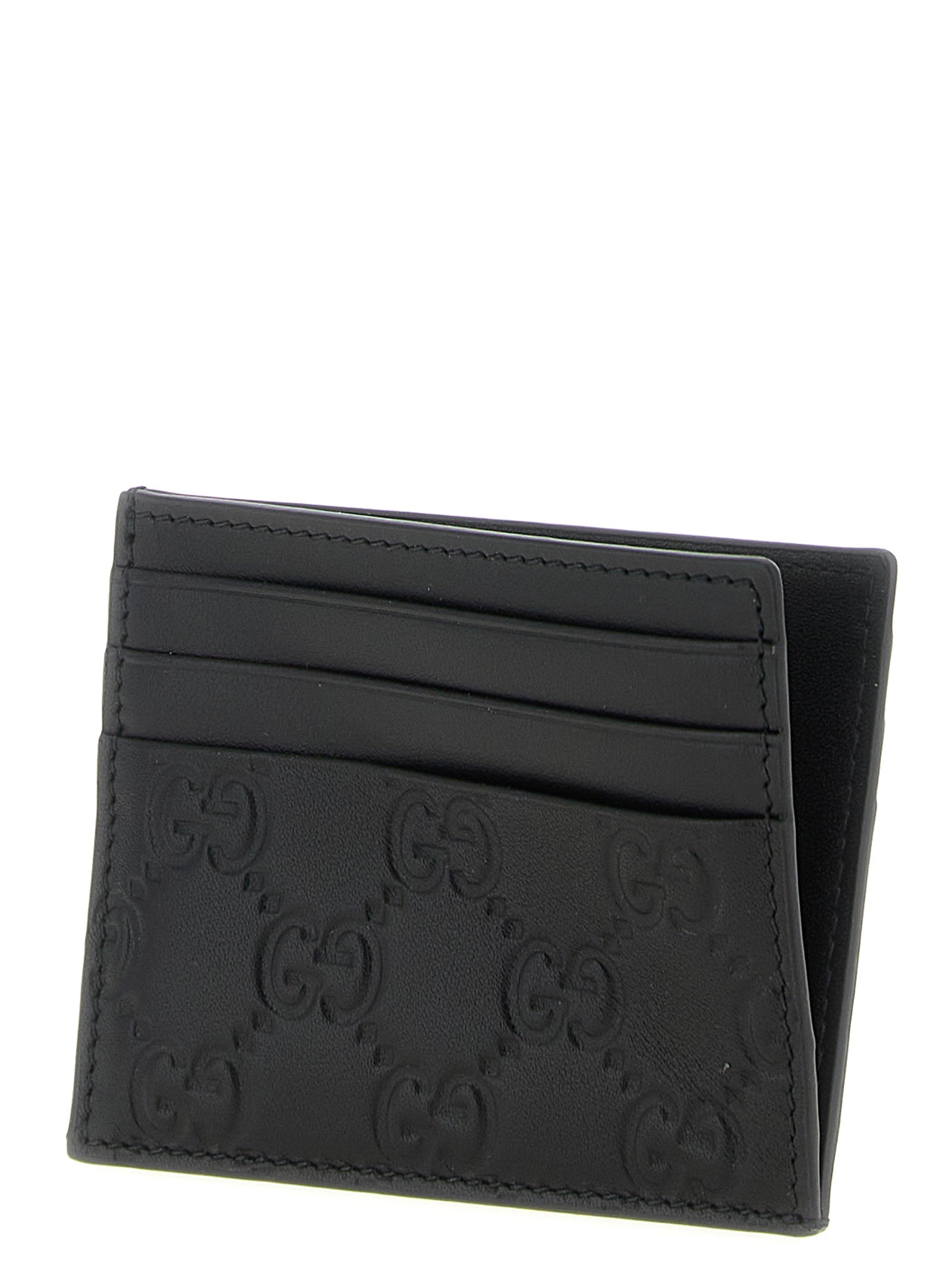 Gucci Black GG Emblem Cardholder Calf Leather