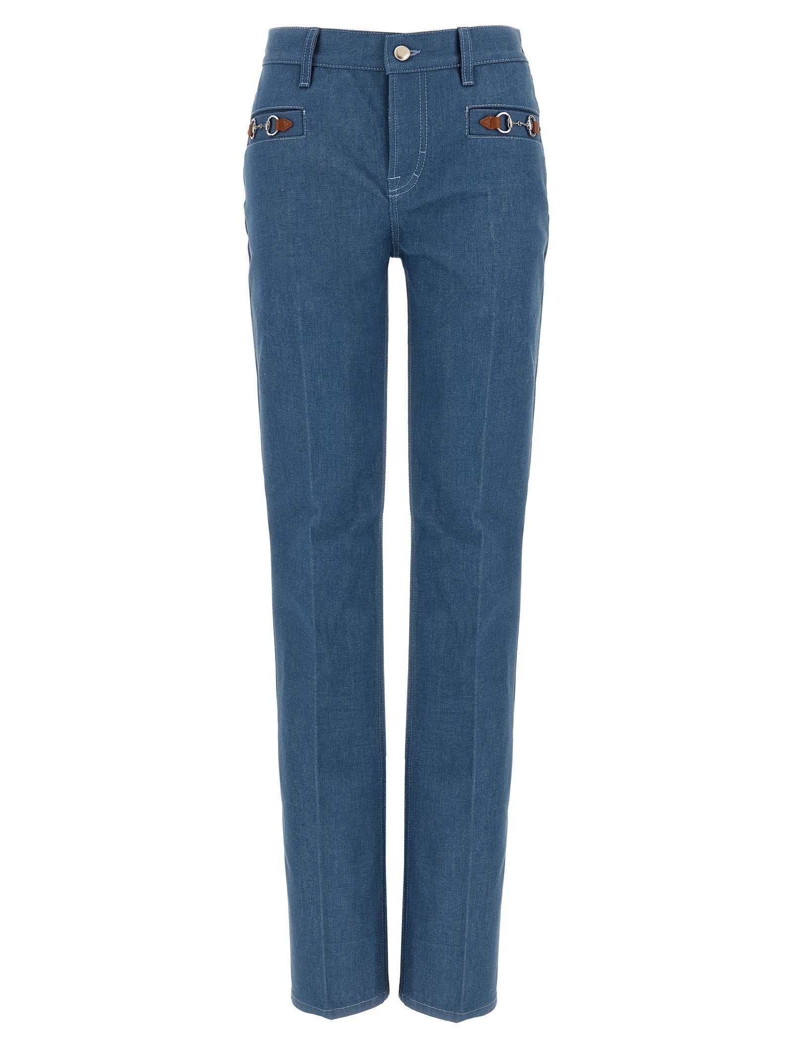 Gucci Light Blue Cotton Straight-Leg Jeans