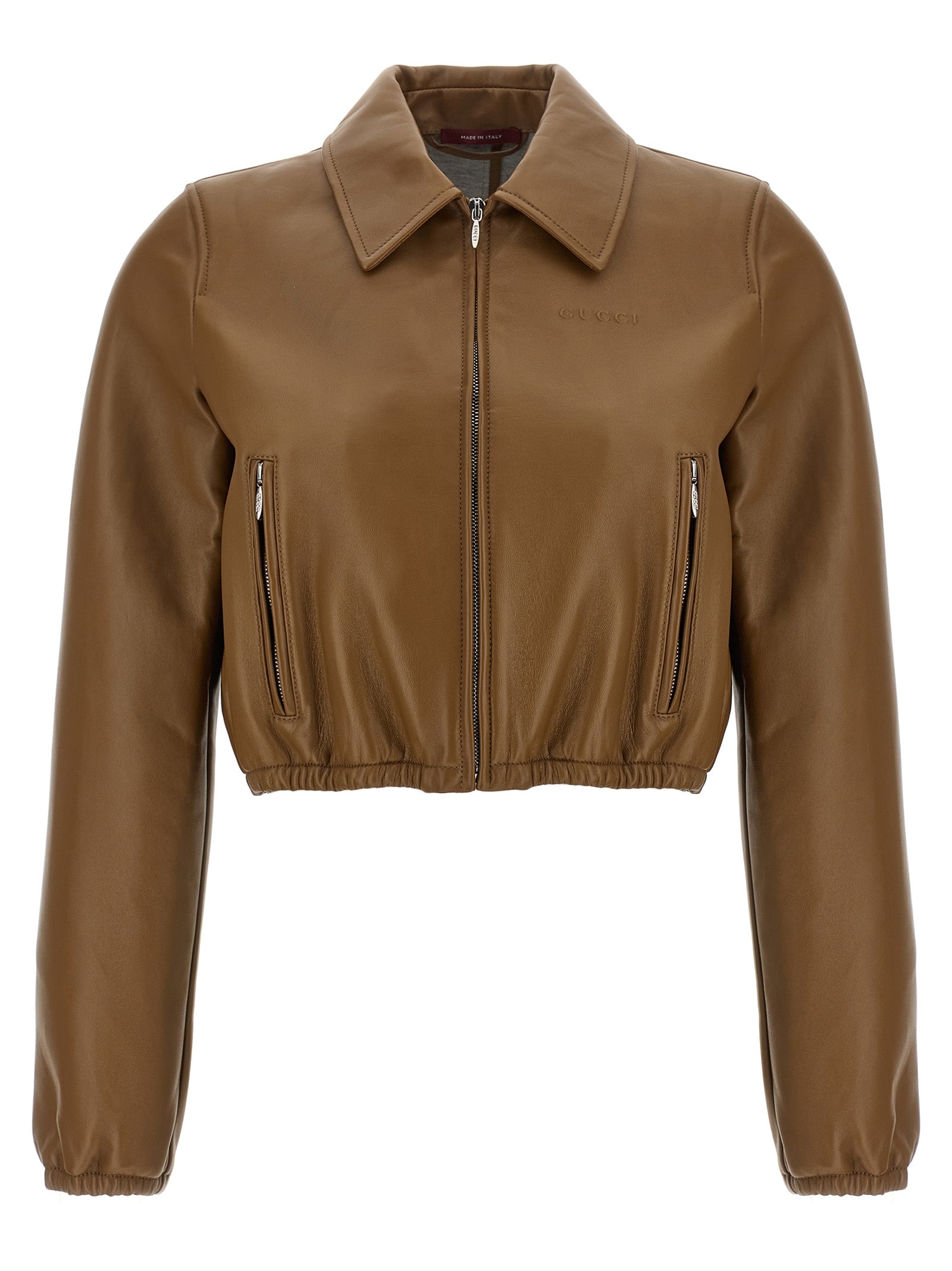 Gucci Beige Lambskin Leather Jacket