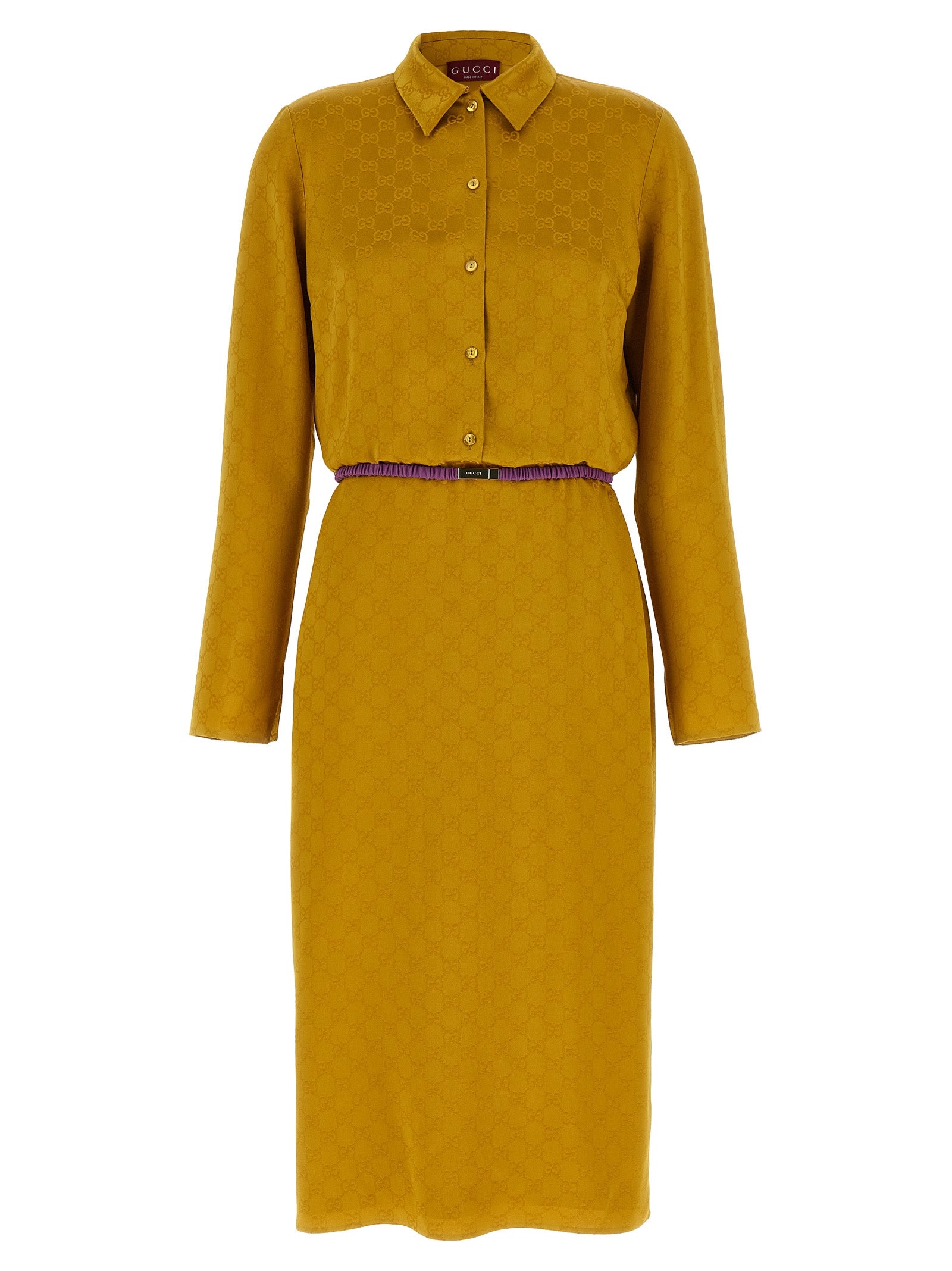 Gucci Yellow Viscose Acetate Midi Dress