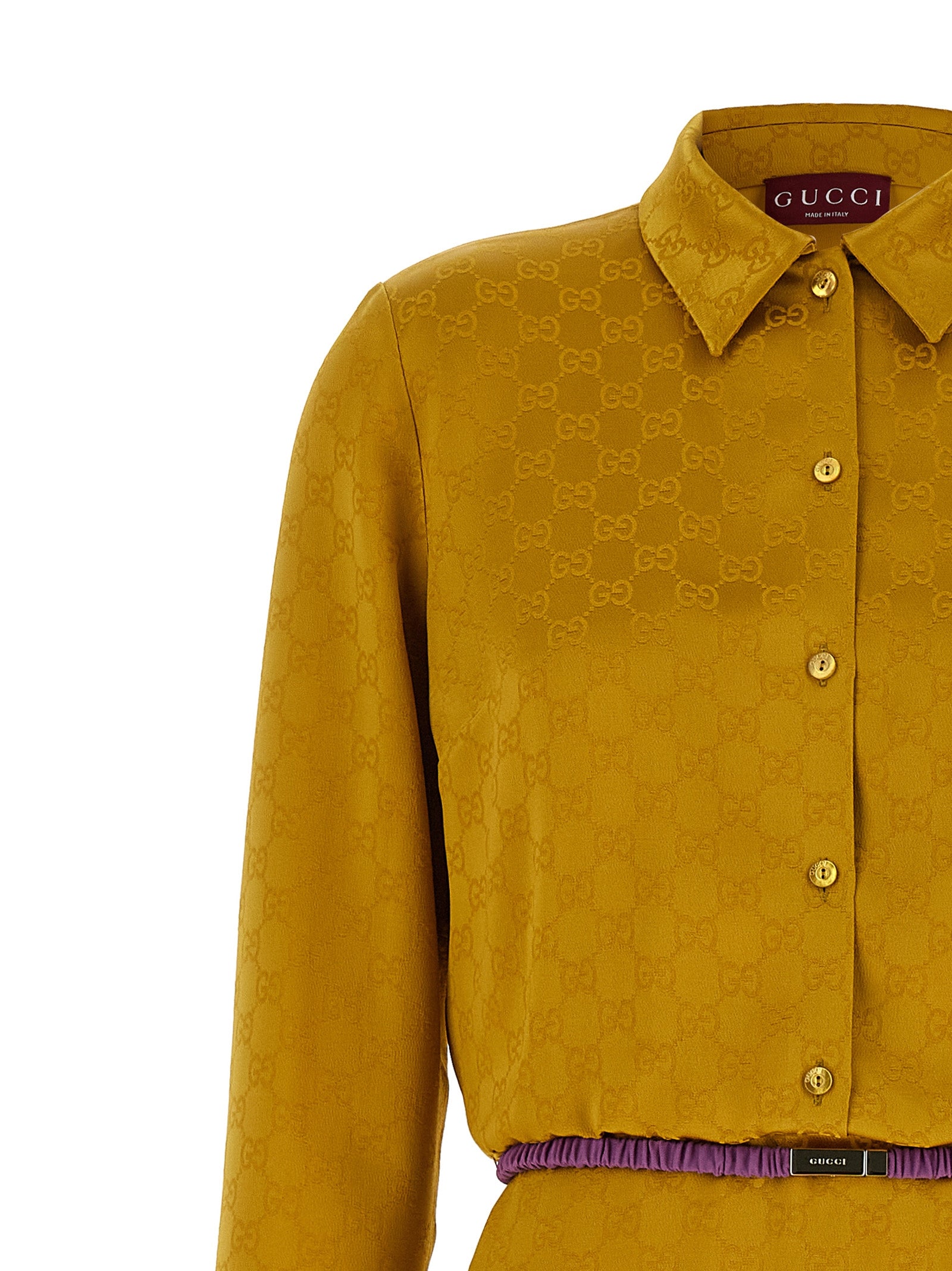 Gucci Yellow Viscose Acetate Midi Dress