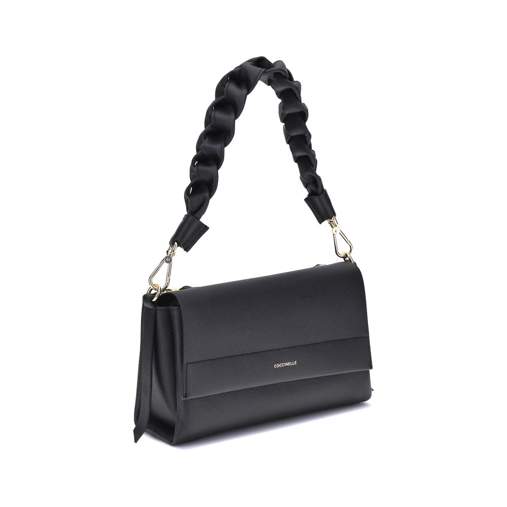 Sac à bandoulière Coccinelle en cuir de veau noir Bos Taurus