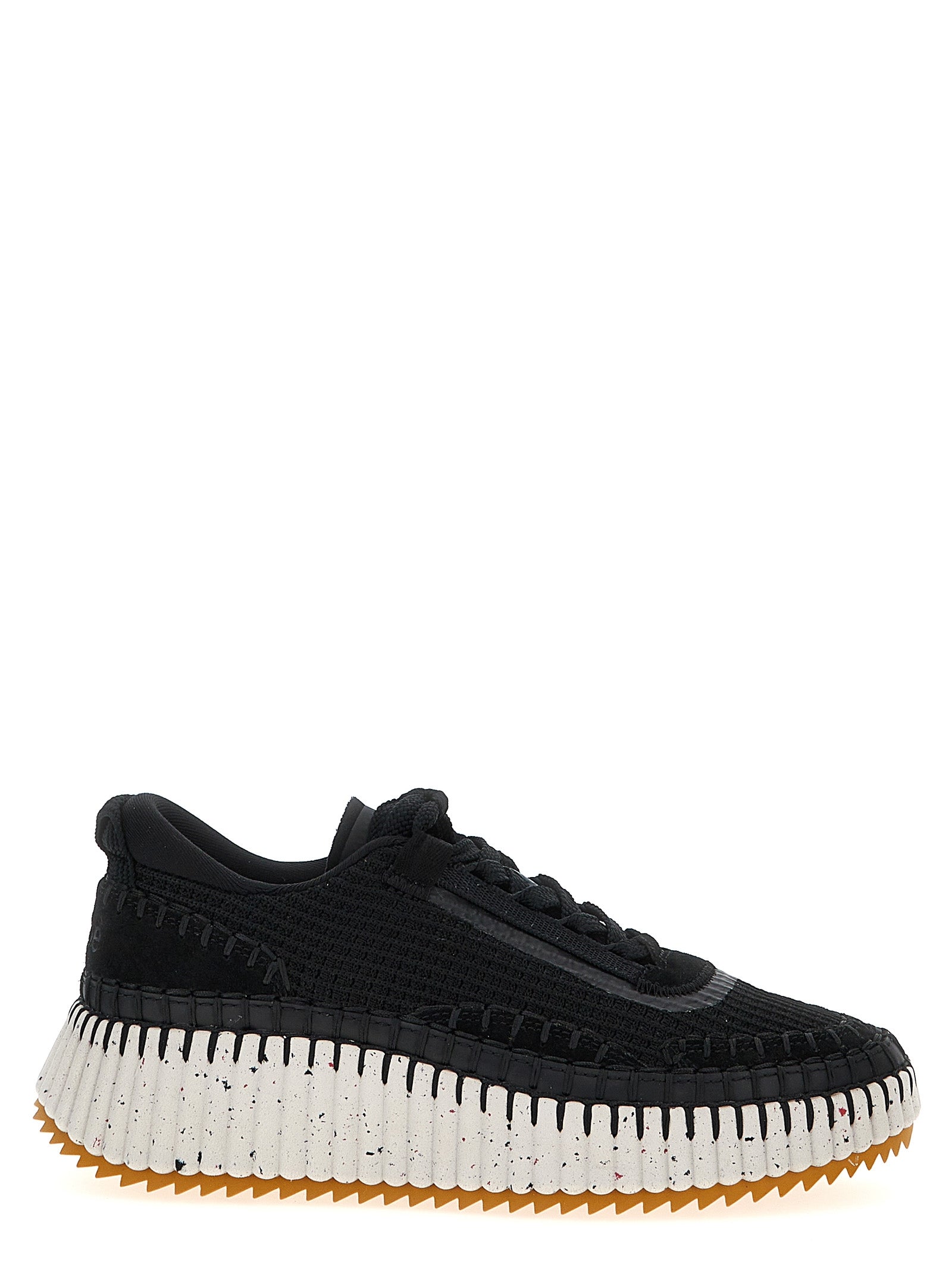 Chloé White Black Nama Synthetic Athletic Sneakers