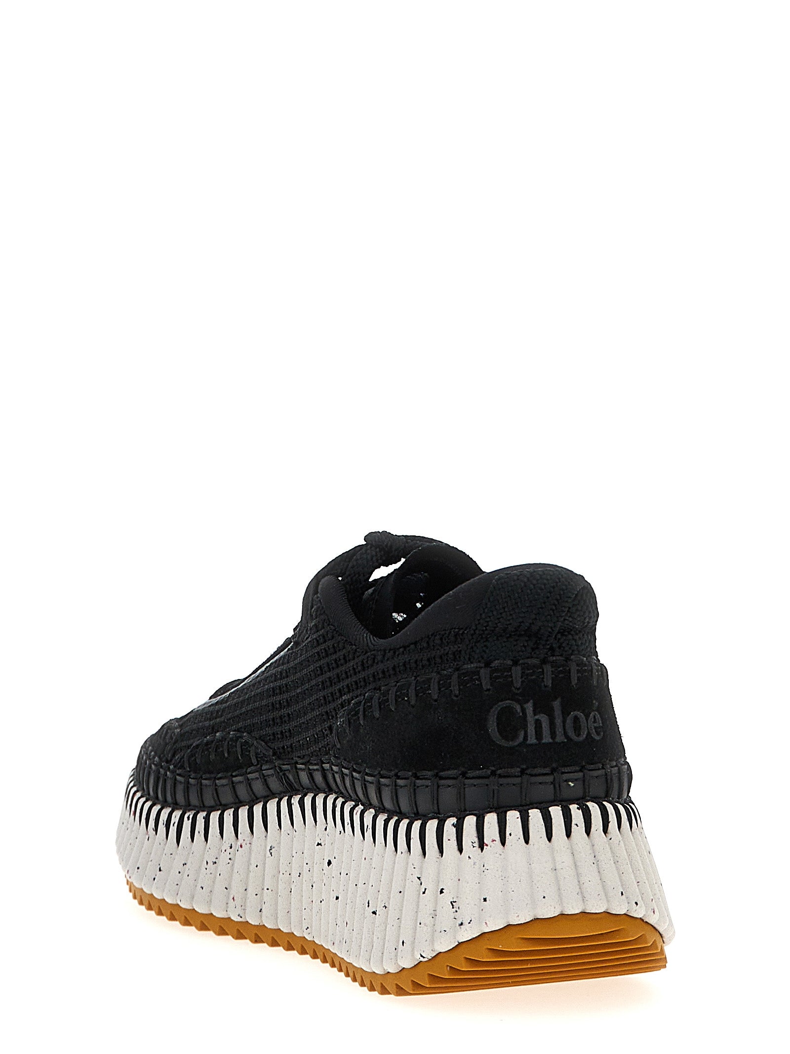 Chloé White Black Nama Synthetic Athletic Sneakers