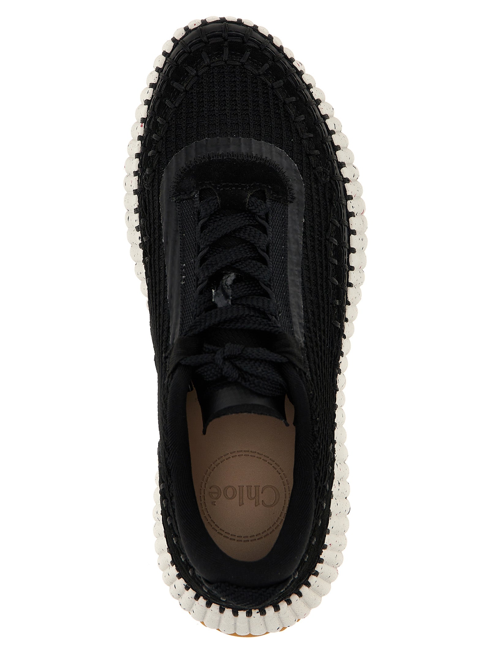 Chloé White Black Nama Synthetic Athletic Sneakers